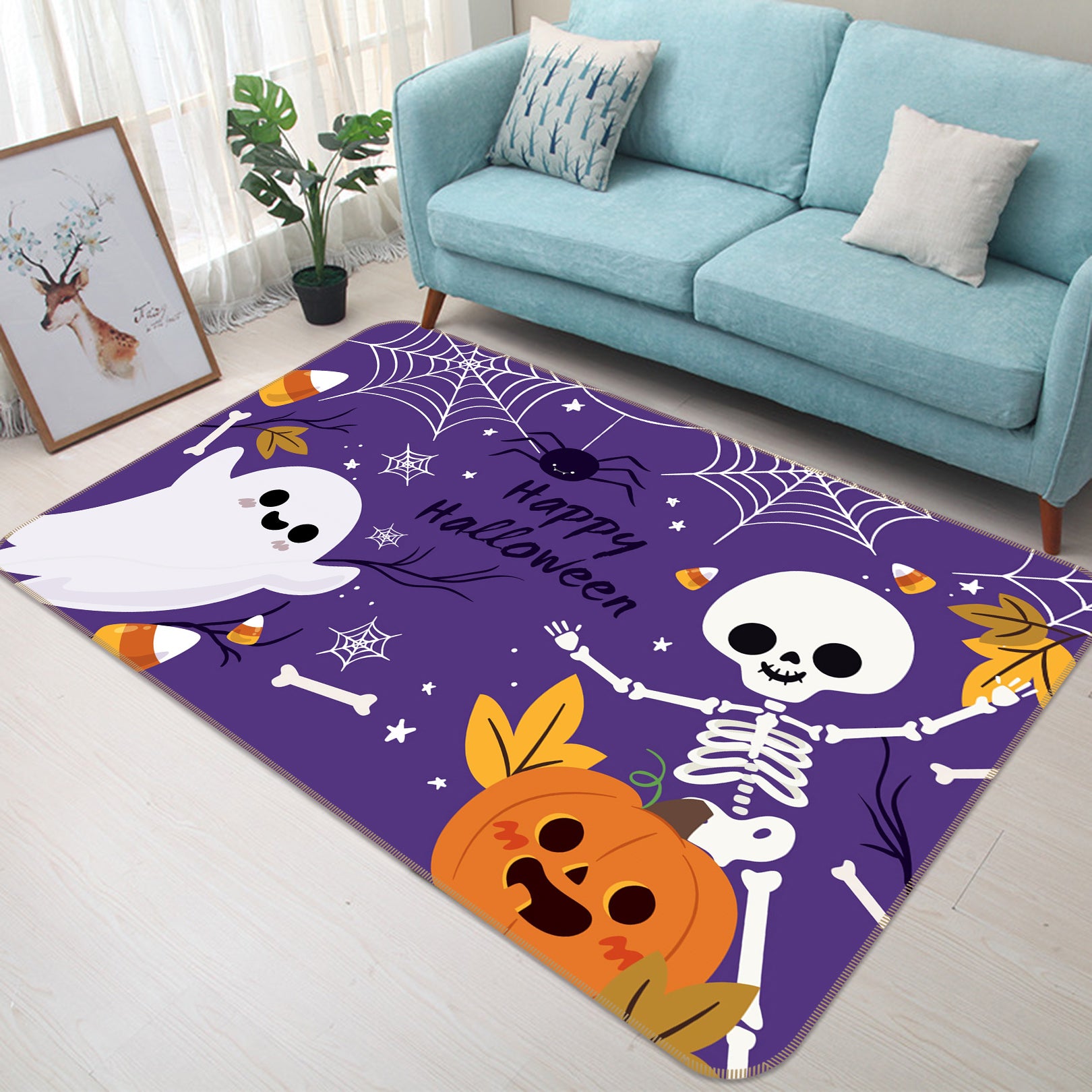 3D Spider Squash Leaves 212 Halloween Non Slip Rug Mat Mat AJ Creativity Home