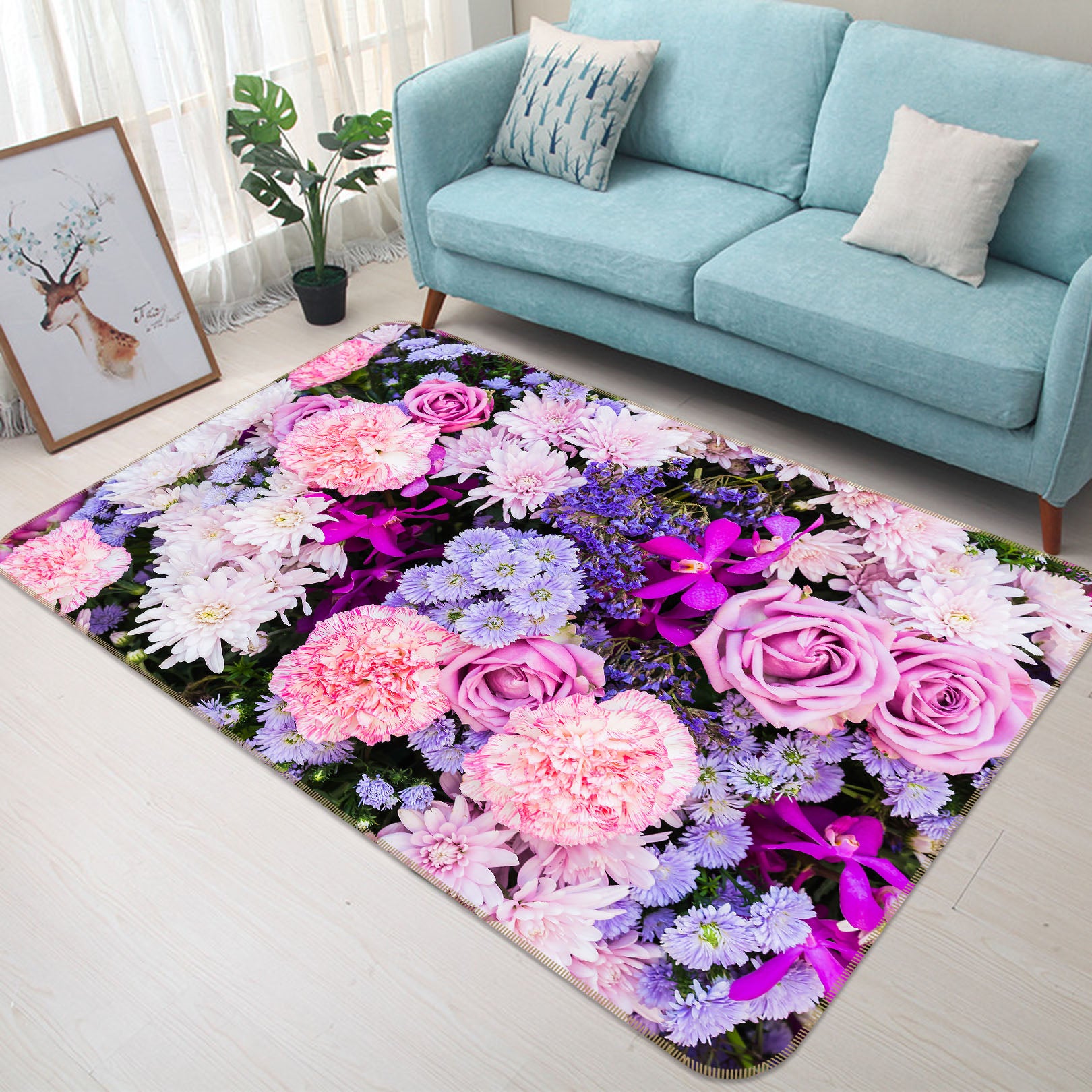 3D Flowers 29129 Non Slip Rug Mat