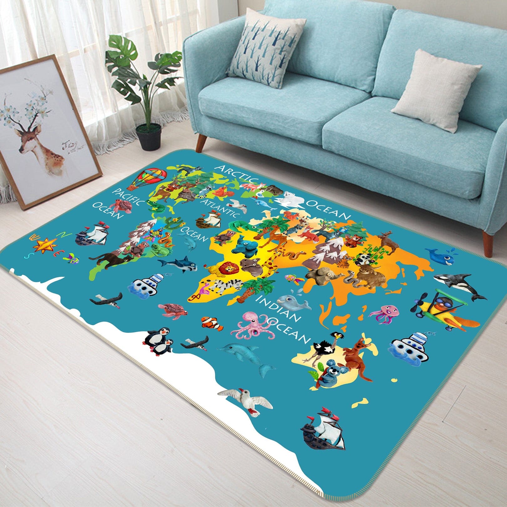 3D Colored Island 277 World Map Non Slip Rug Mat Mat AJ Creativity Home