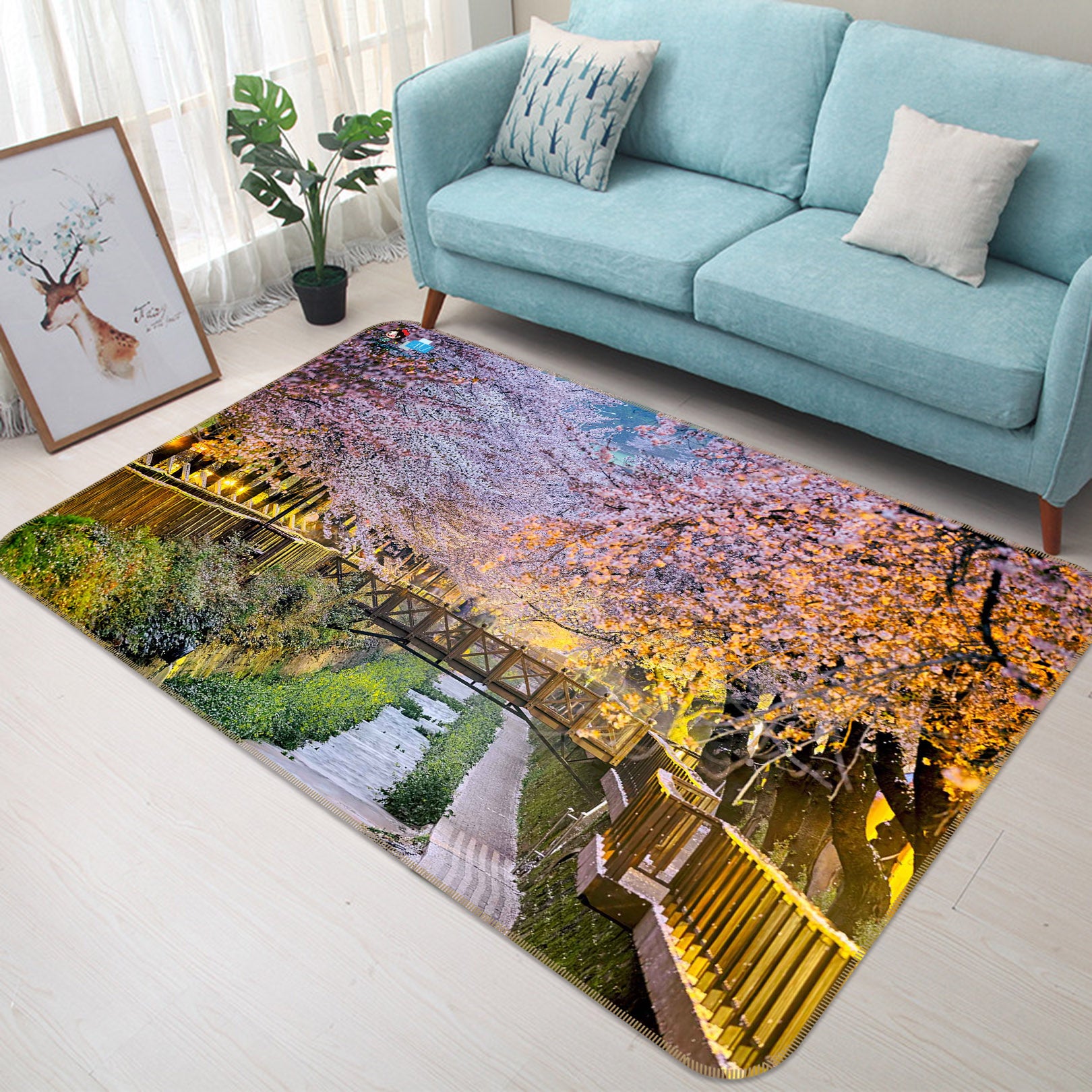 3D Cherry Tree 66058 Non Slip Rug Mat