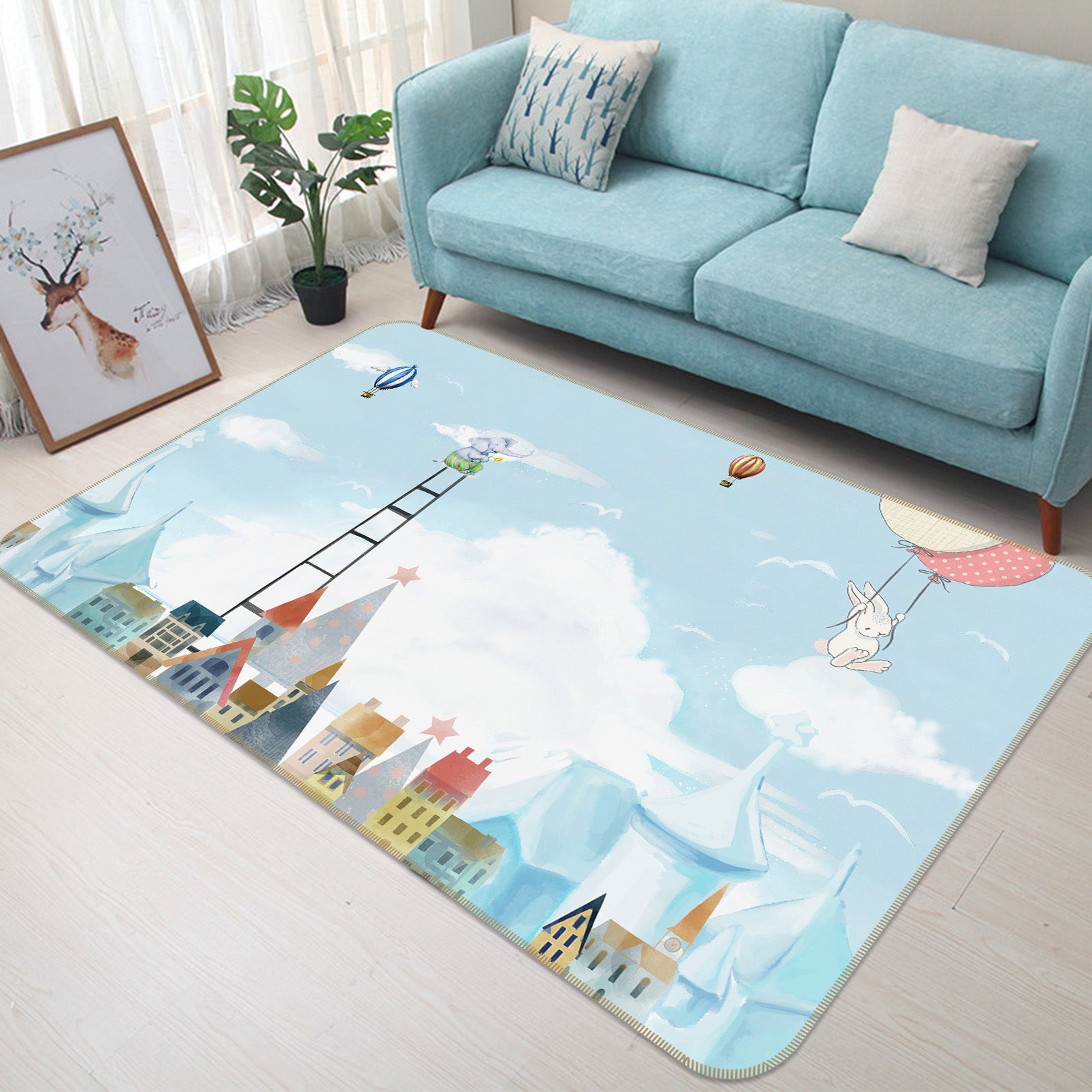 3D Stairs Cloud 34023 Non Slip Rug Mat