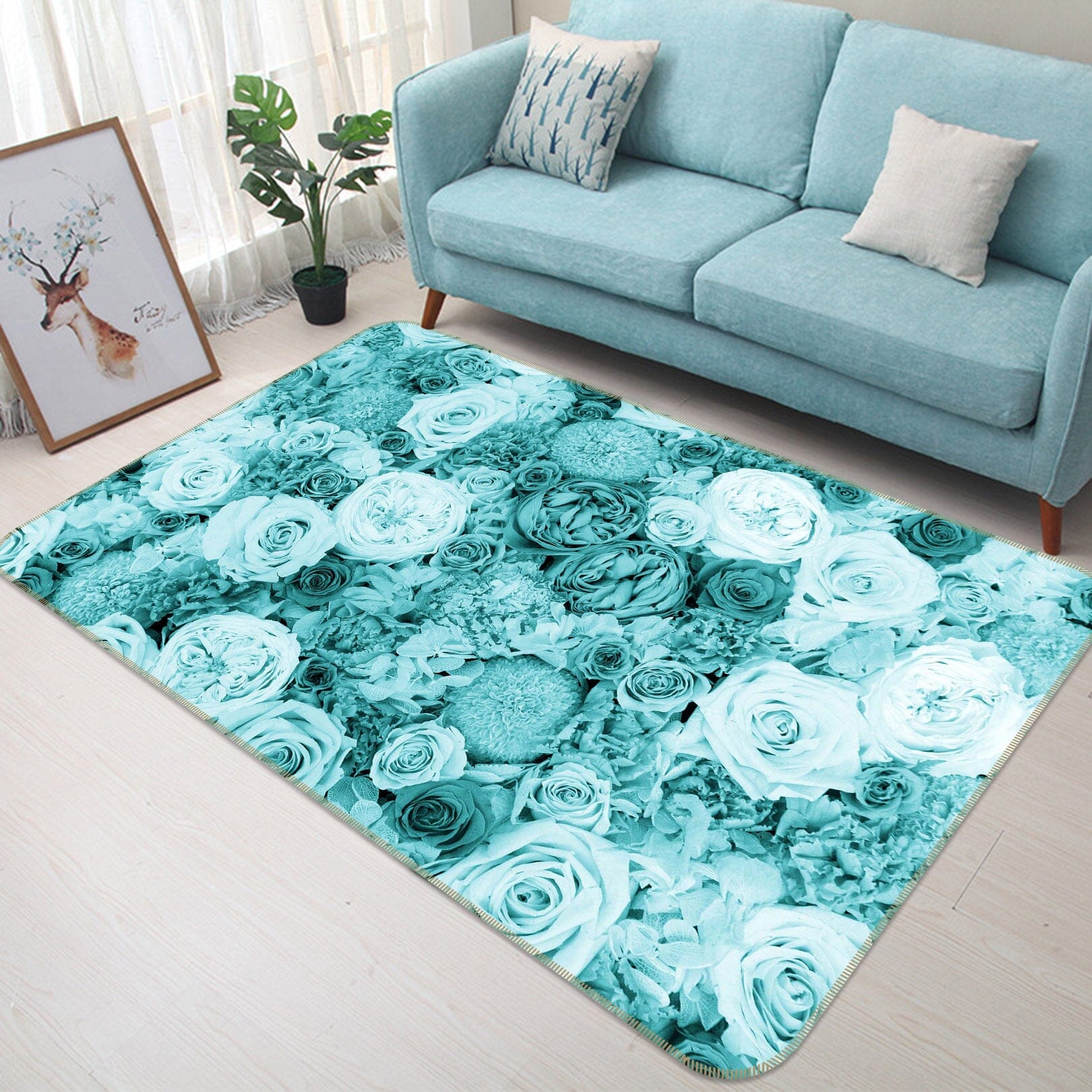 3D Rose Flower 1005 Noirblanc777 Rug Non Slip Rug Mat Mat AJ Creativity Home