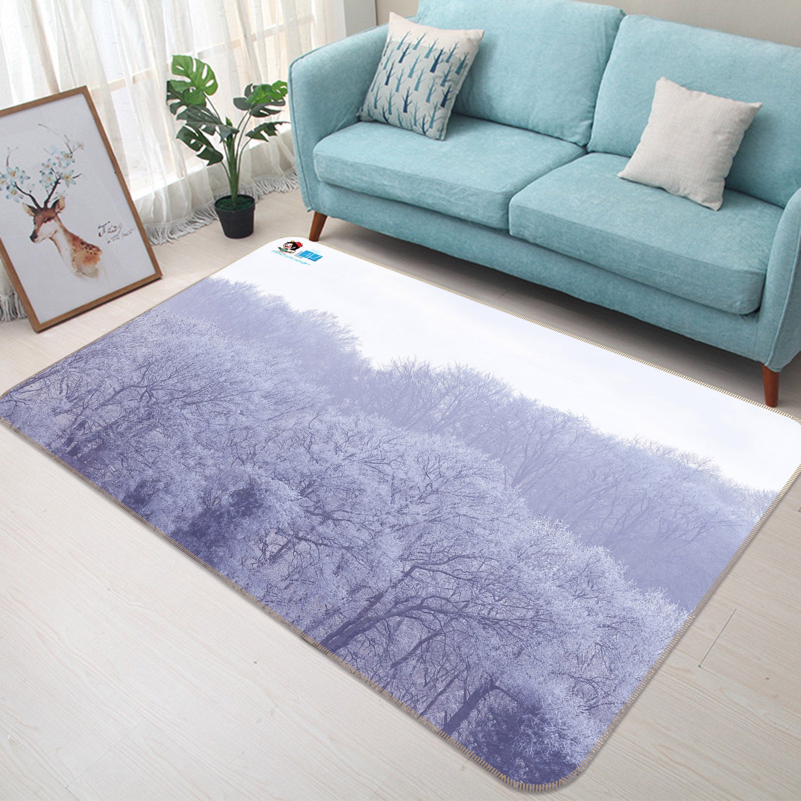 3D Winter Forest 6757 Assaf Frank Rug Non Slip Rug Mat
