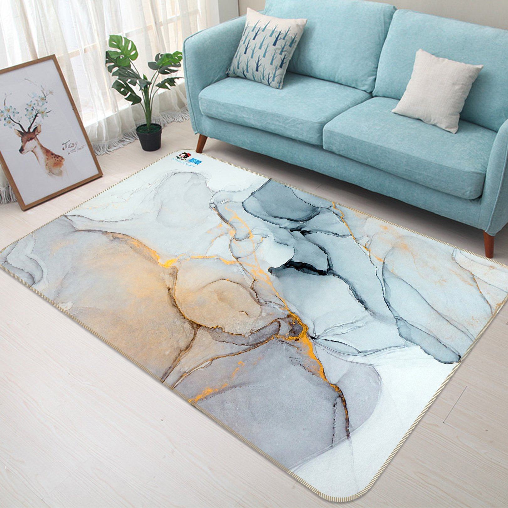 3D Orange Pattern 1584 Non Slip Rug Mat Mat AJ Creativity Home