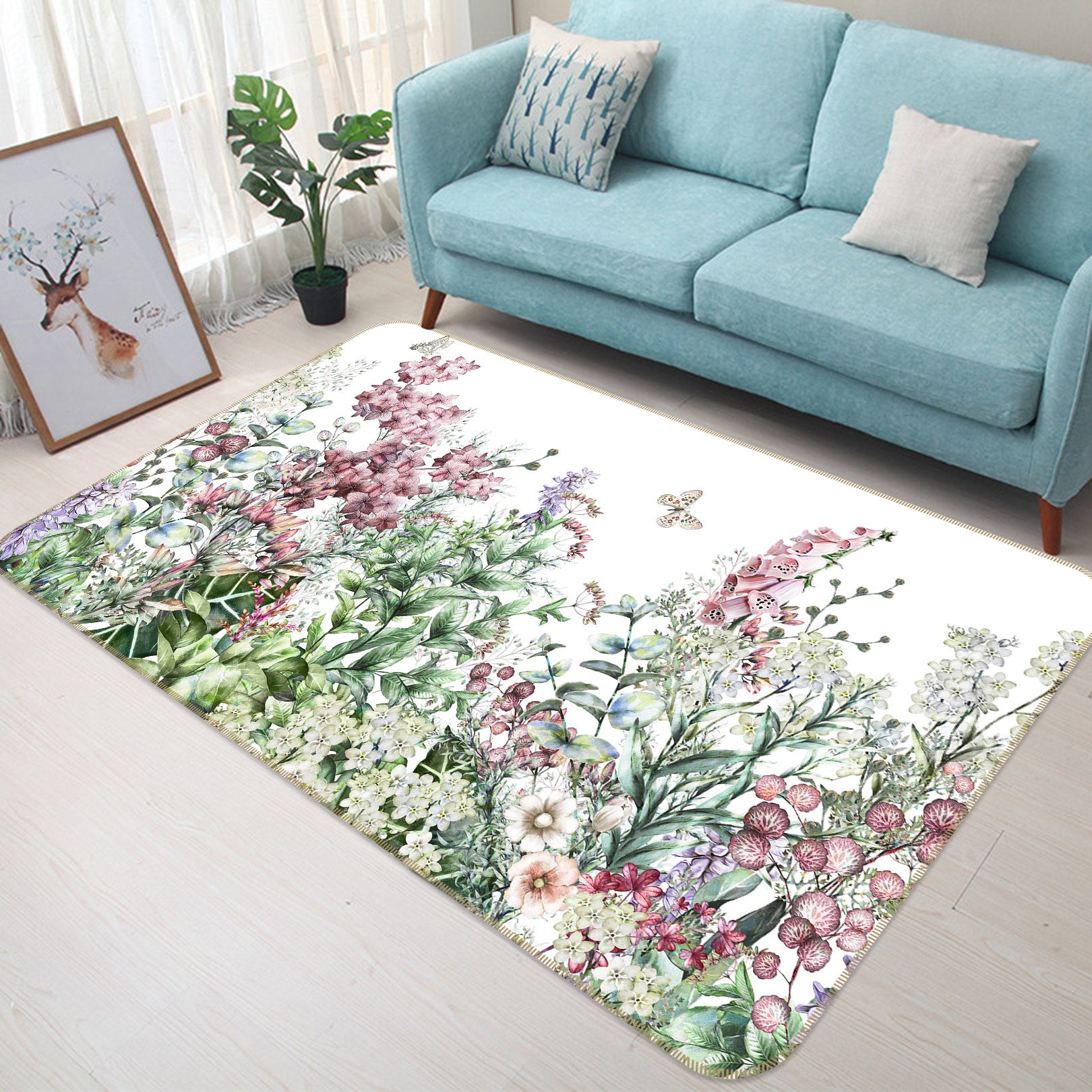 3D Flower Bush 37077 Non Slip Rug Mat