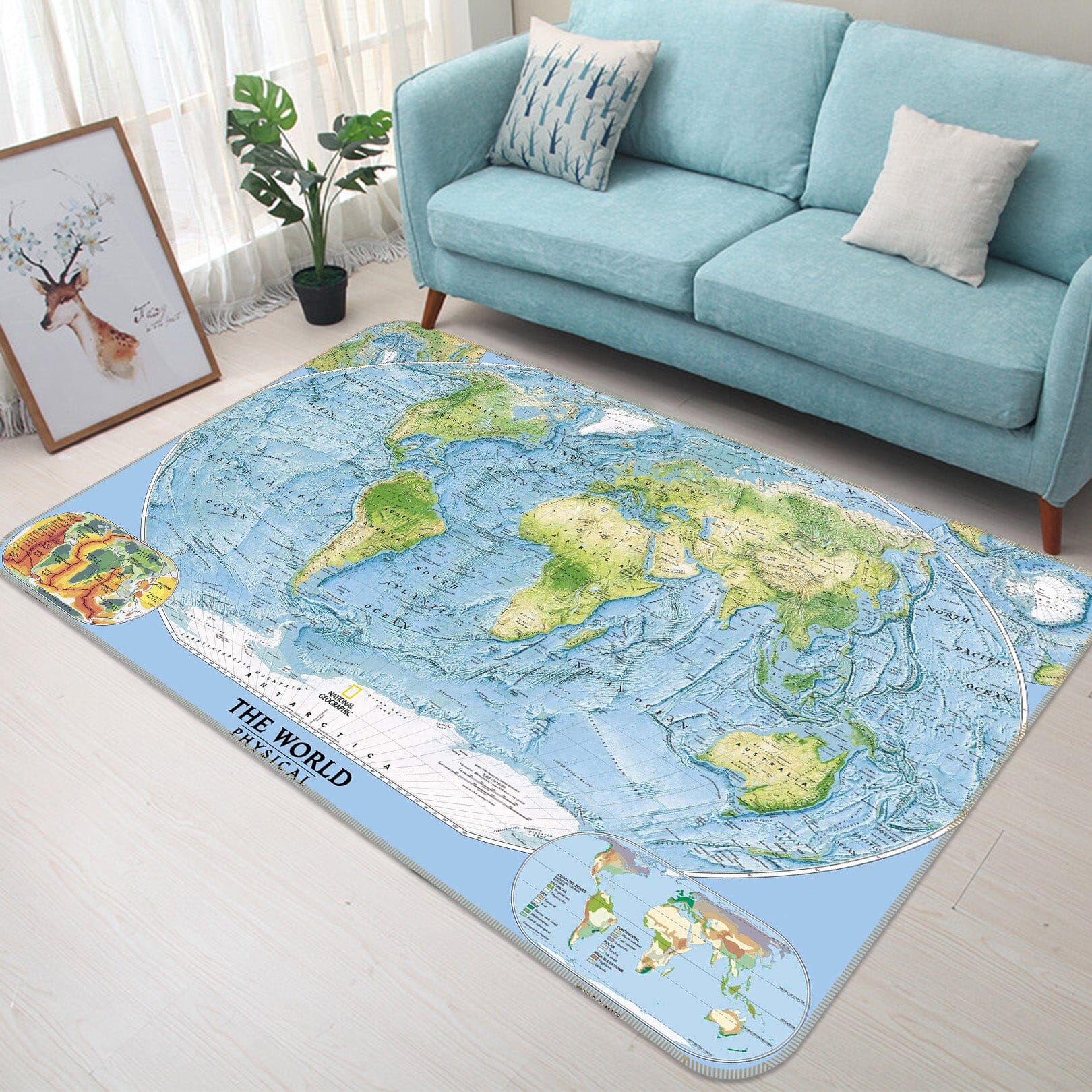 3D Sea Island 324 World Map Non Slip Rug Mat Mat AJ Creativity Home