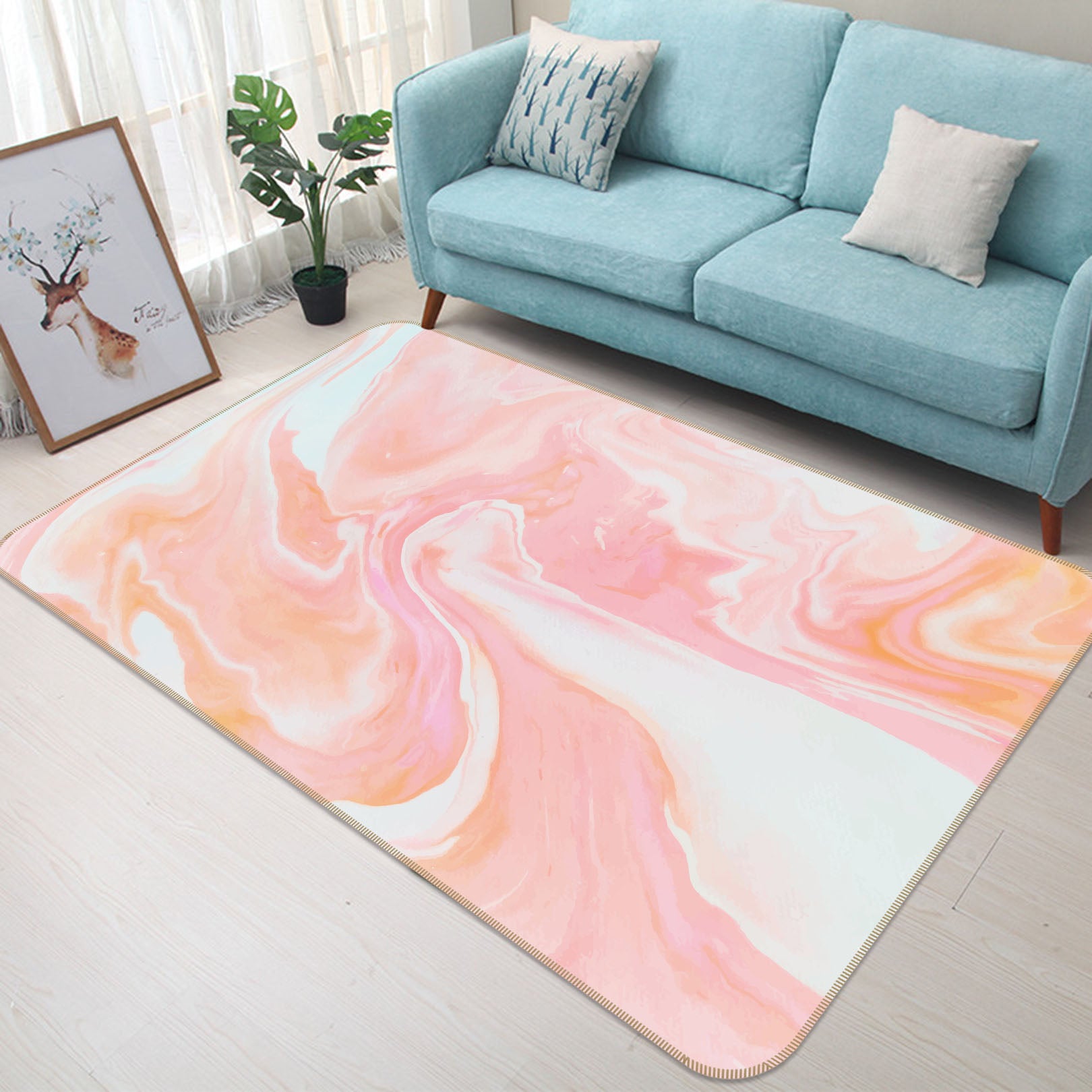 3D Pink Texture 31071 Non Slip Rug Mat