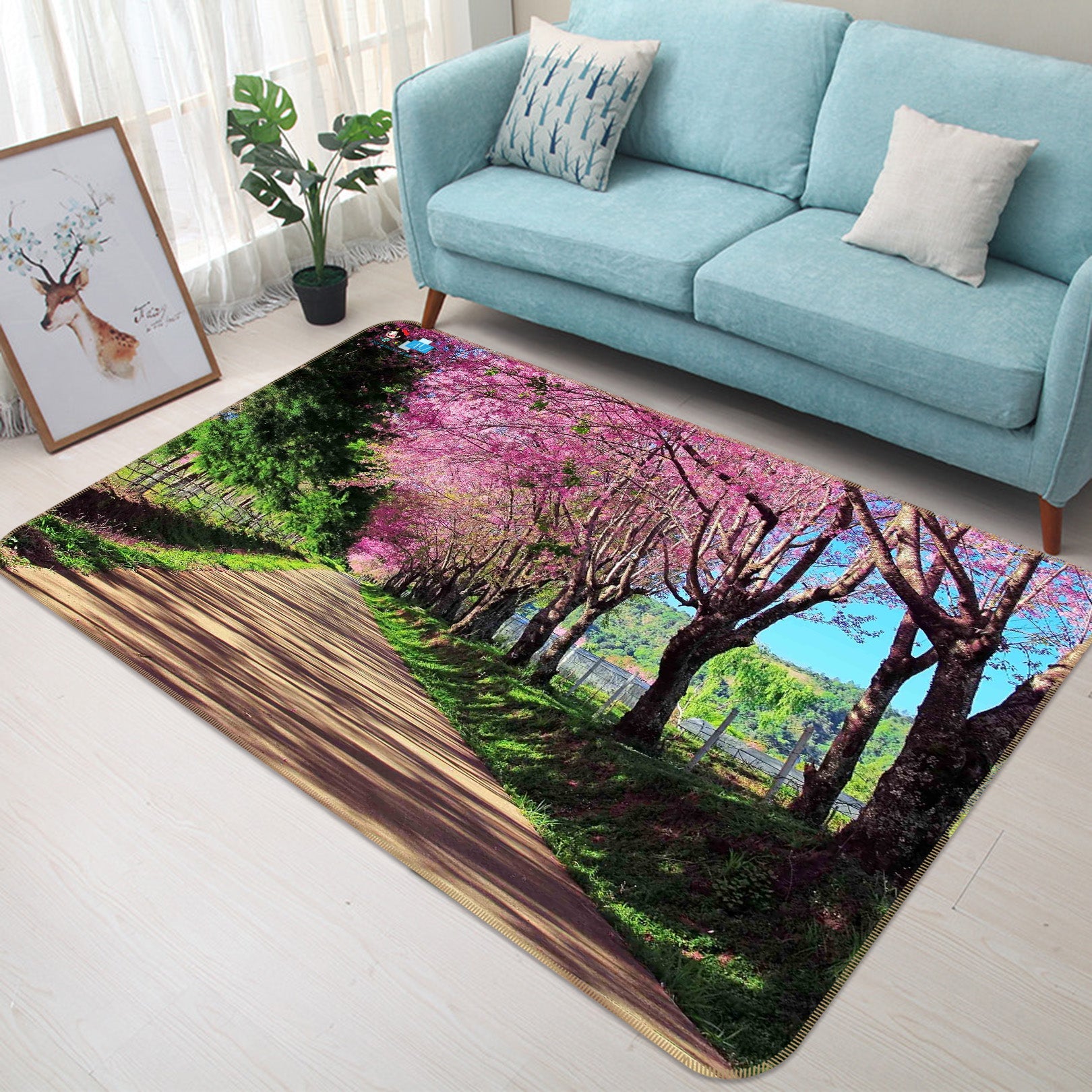3D Cherry Tree 66121 Non Slip Rug Mat