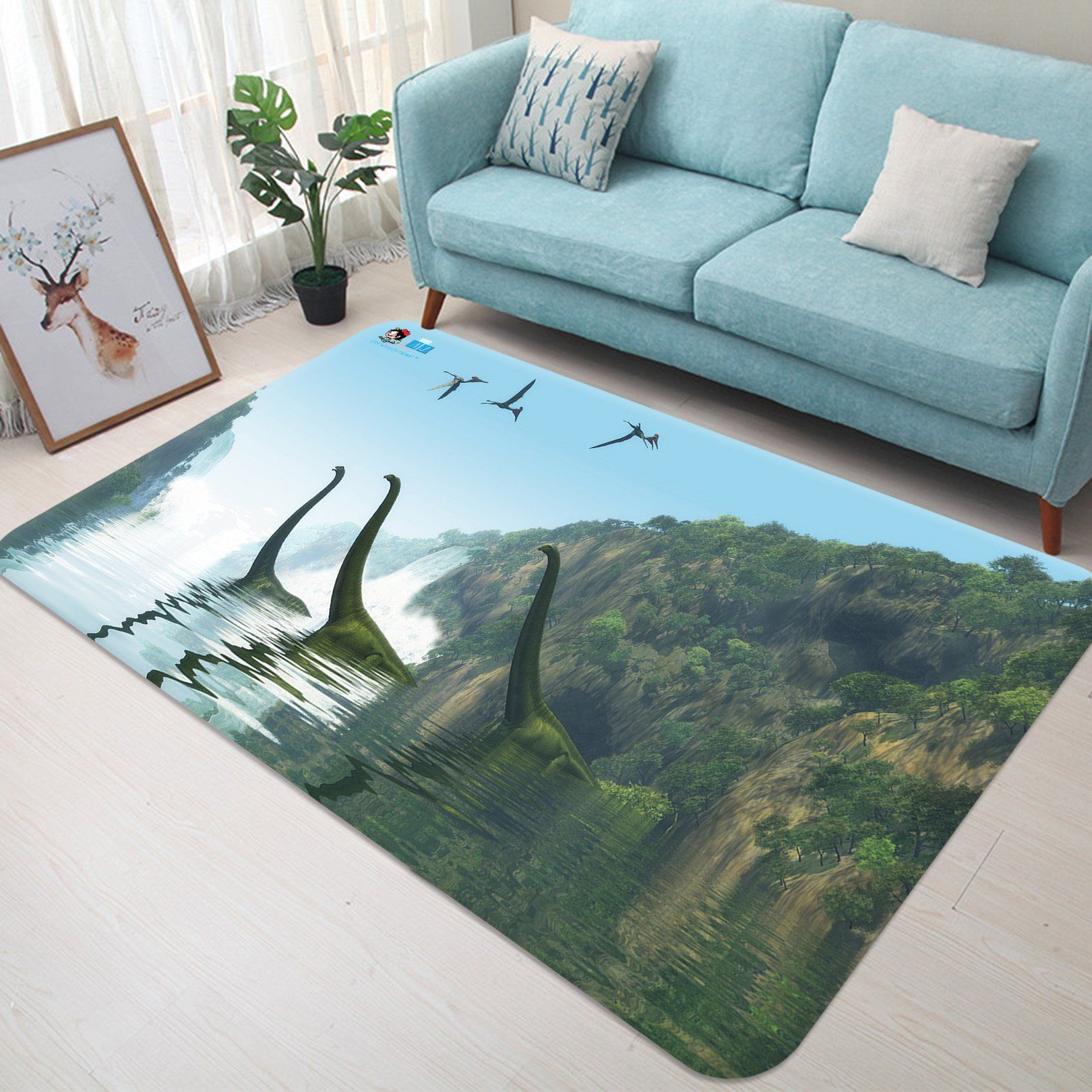 3D Cross TheRiver Brontosaurus 54 Non Slip Rug Mat Mat AJ Creativity Home