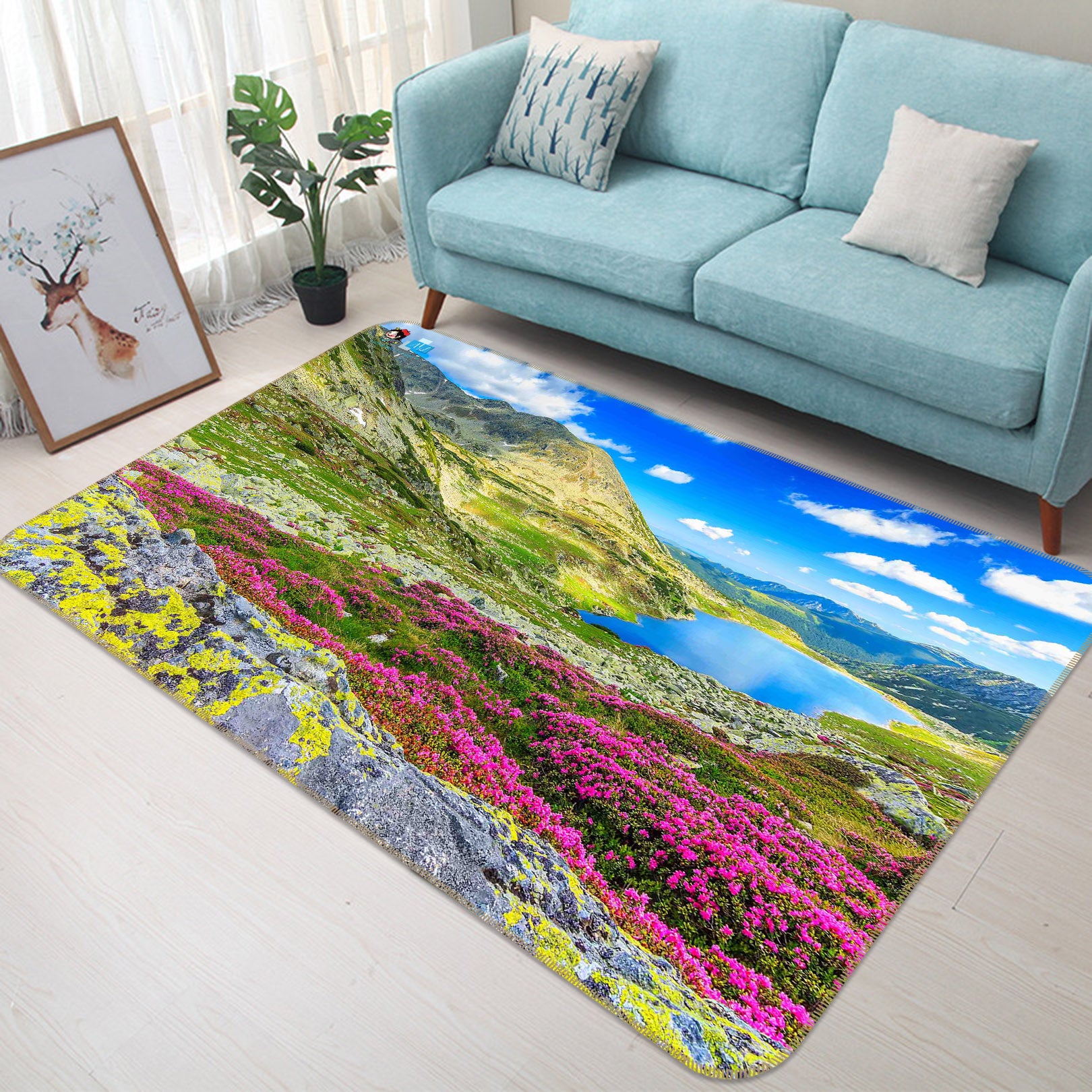 3D Flower Meadow 66114 Non Slip Rug Mat