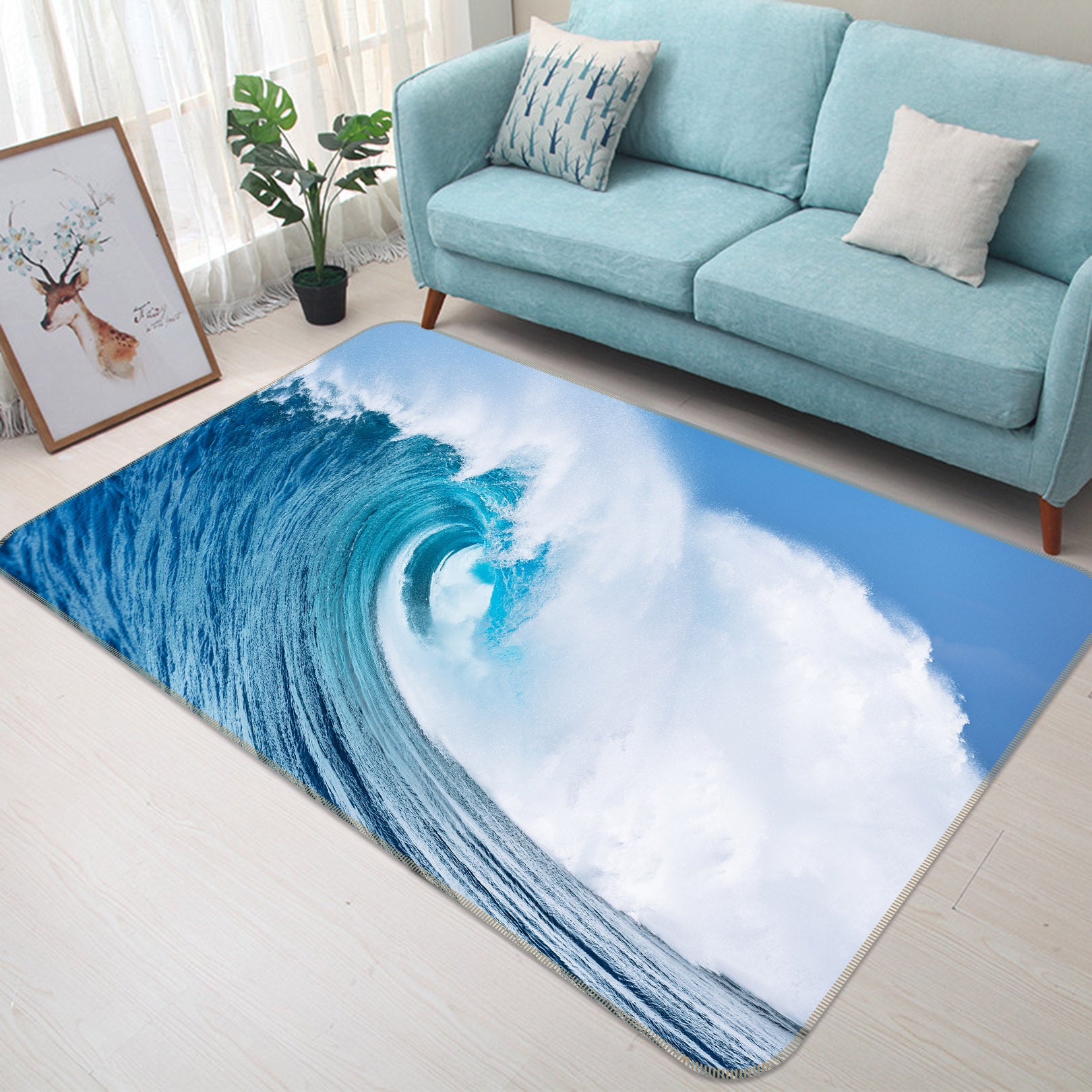 3D Waves Seawater 36026 Non Slip Rug Mat