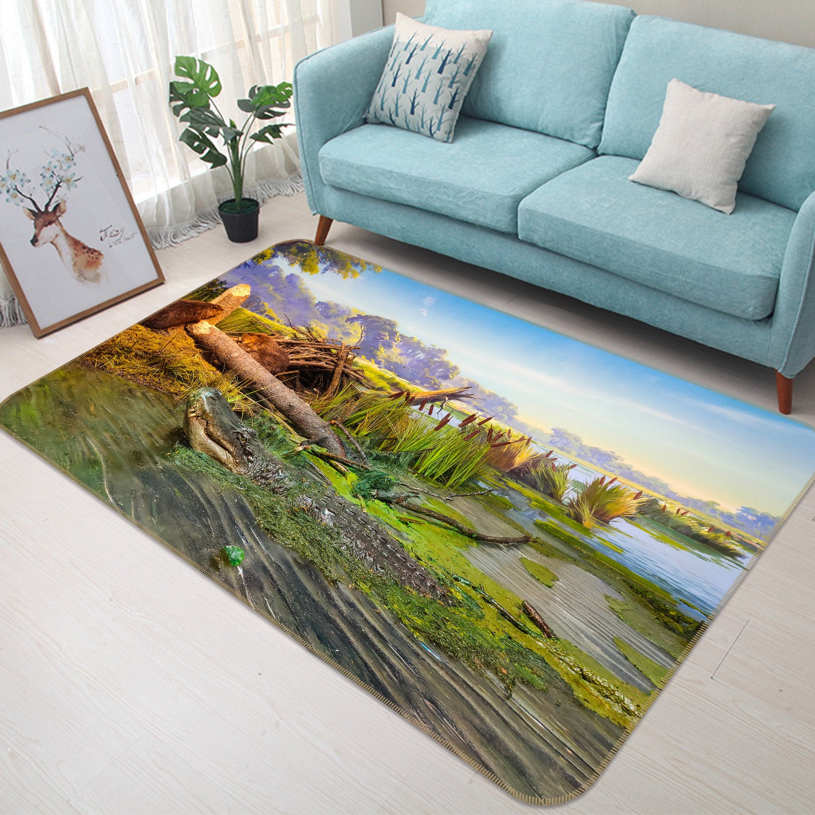 3D Tree Lake 68219 Animal Non Slip Rug Mat