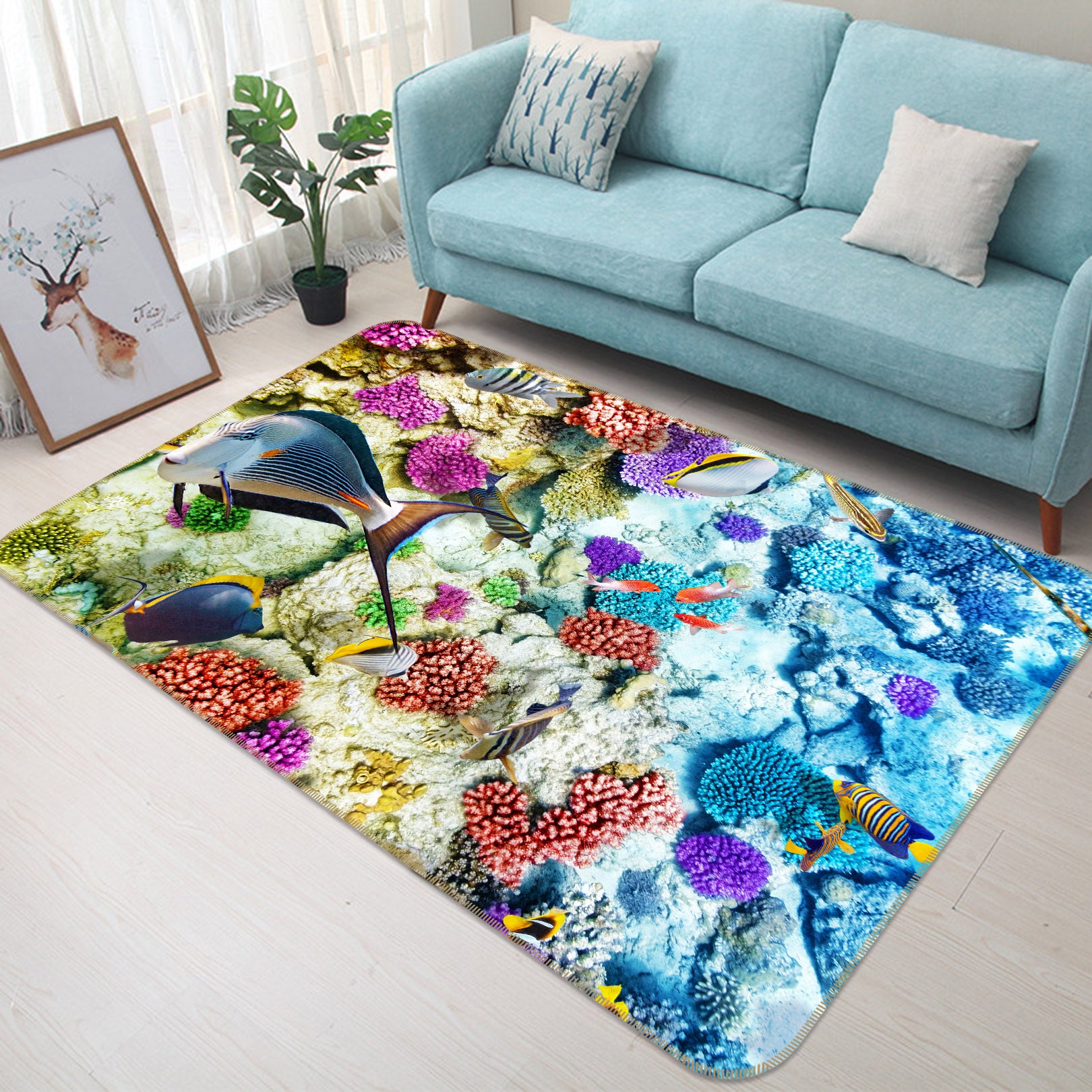 3D Seabed Coral Fish 68139 Animal Non Slip Rug Mat