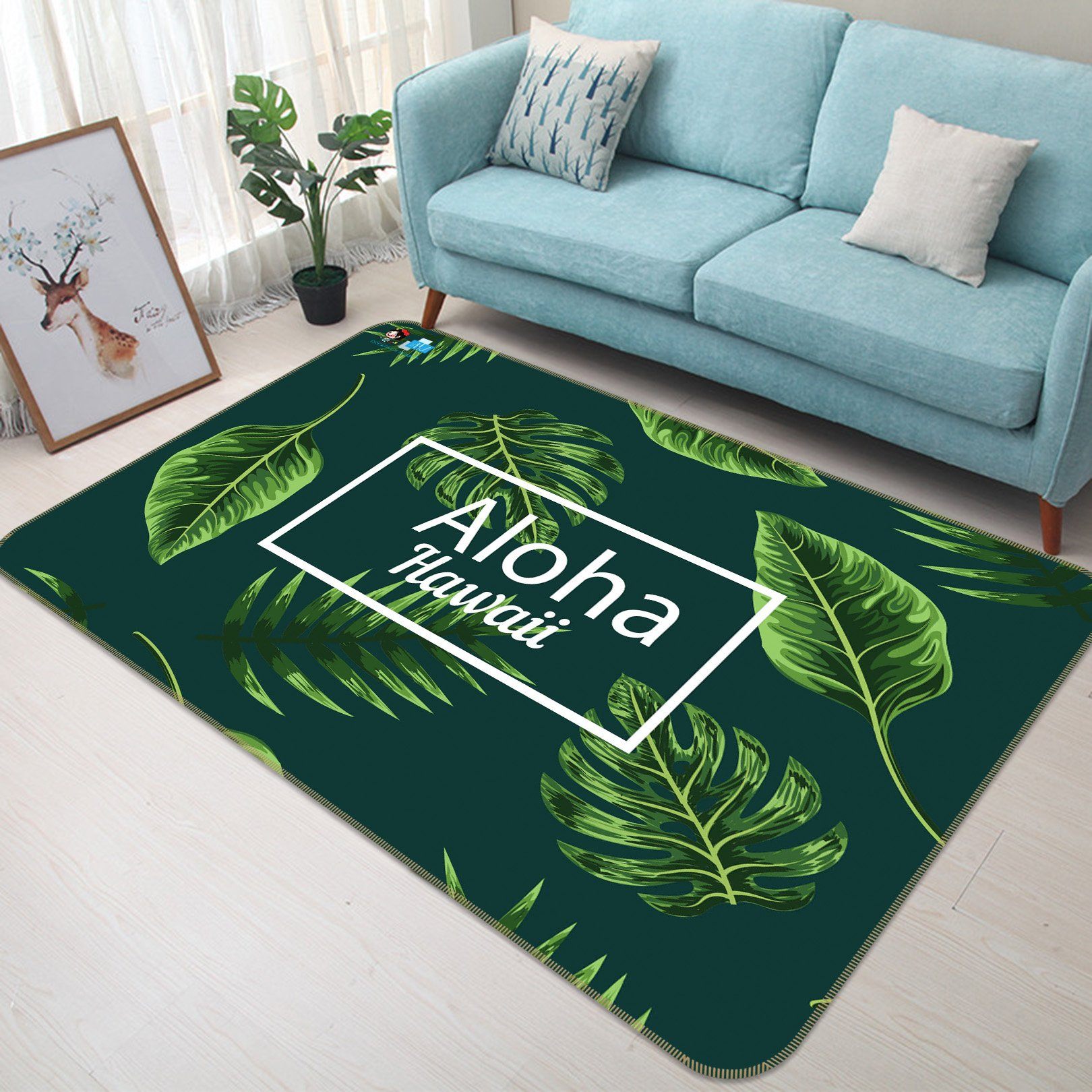 3D Big Leaf 270 Non Slip Rug Mat Mat AJ Creativity Home