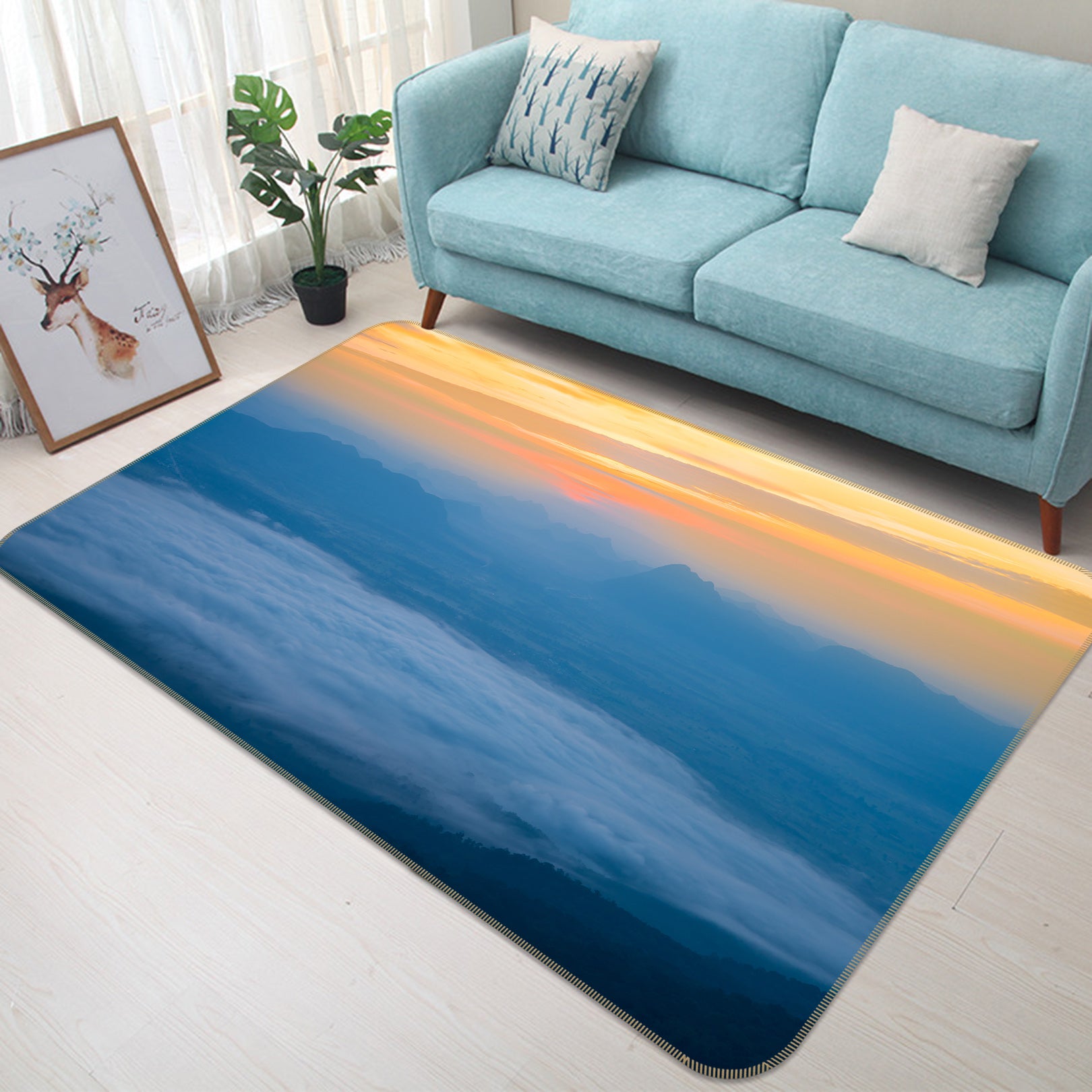 3D Mountain Cloud 35099 Non Slip Rug Mat