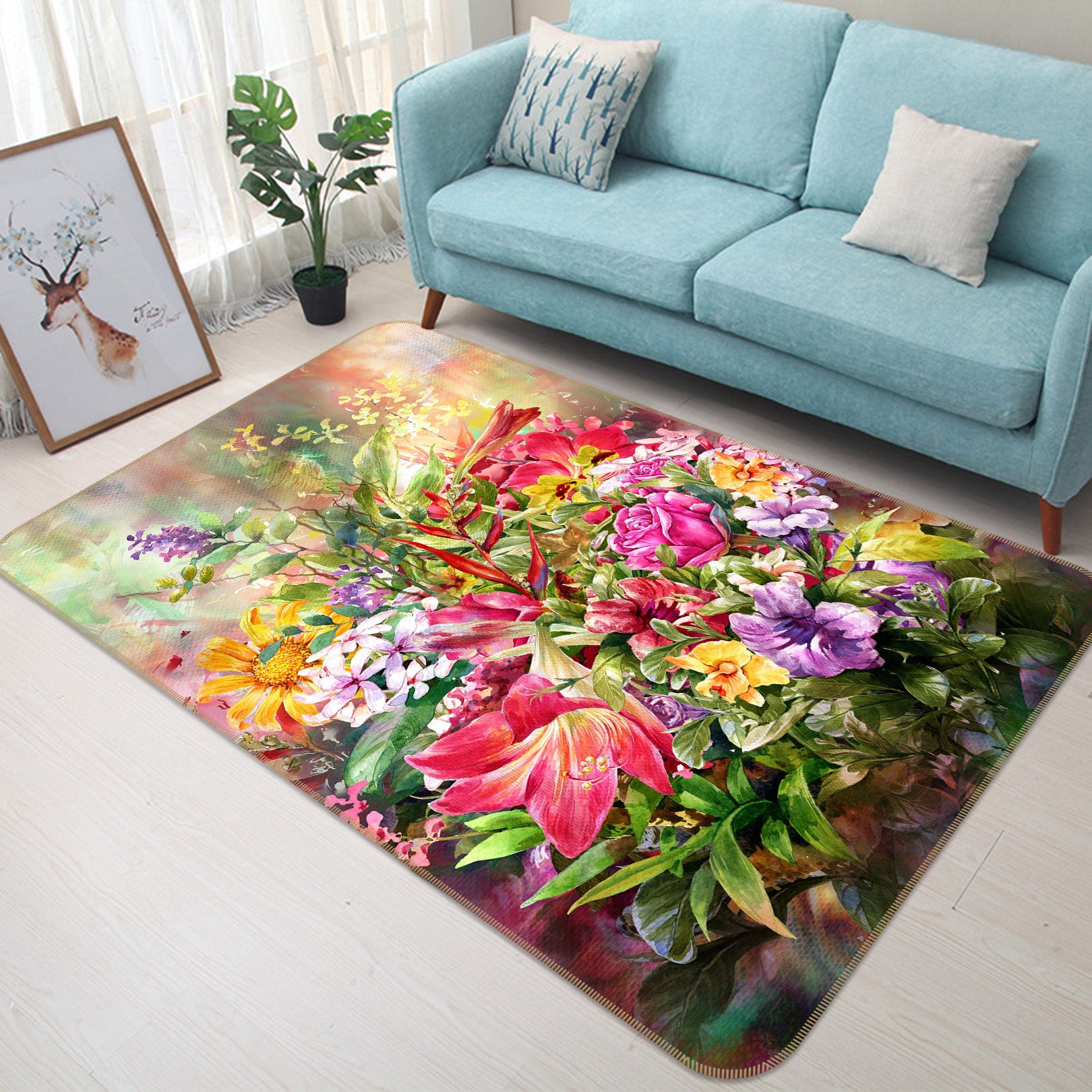 3D Flower Bush 27070 Non Slip Rug Mat