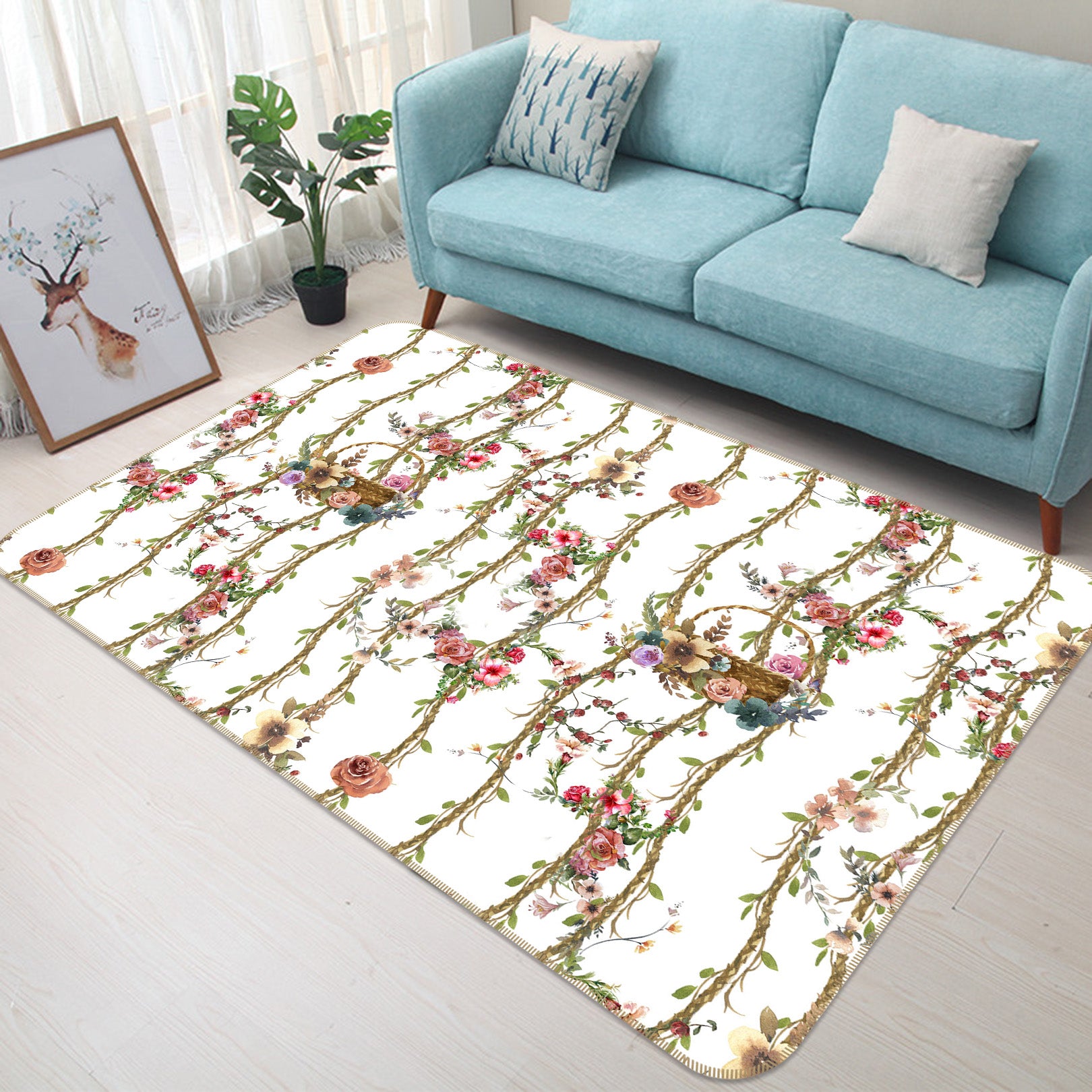 3D Flower Vine 65129 Non Slip Rug Mat