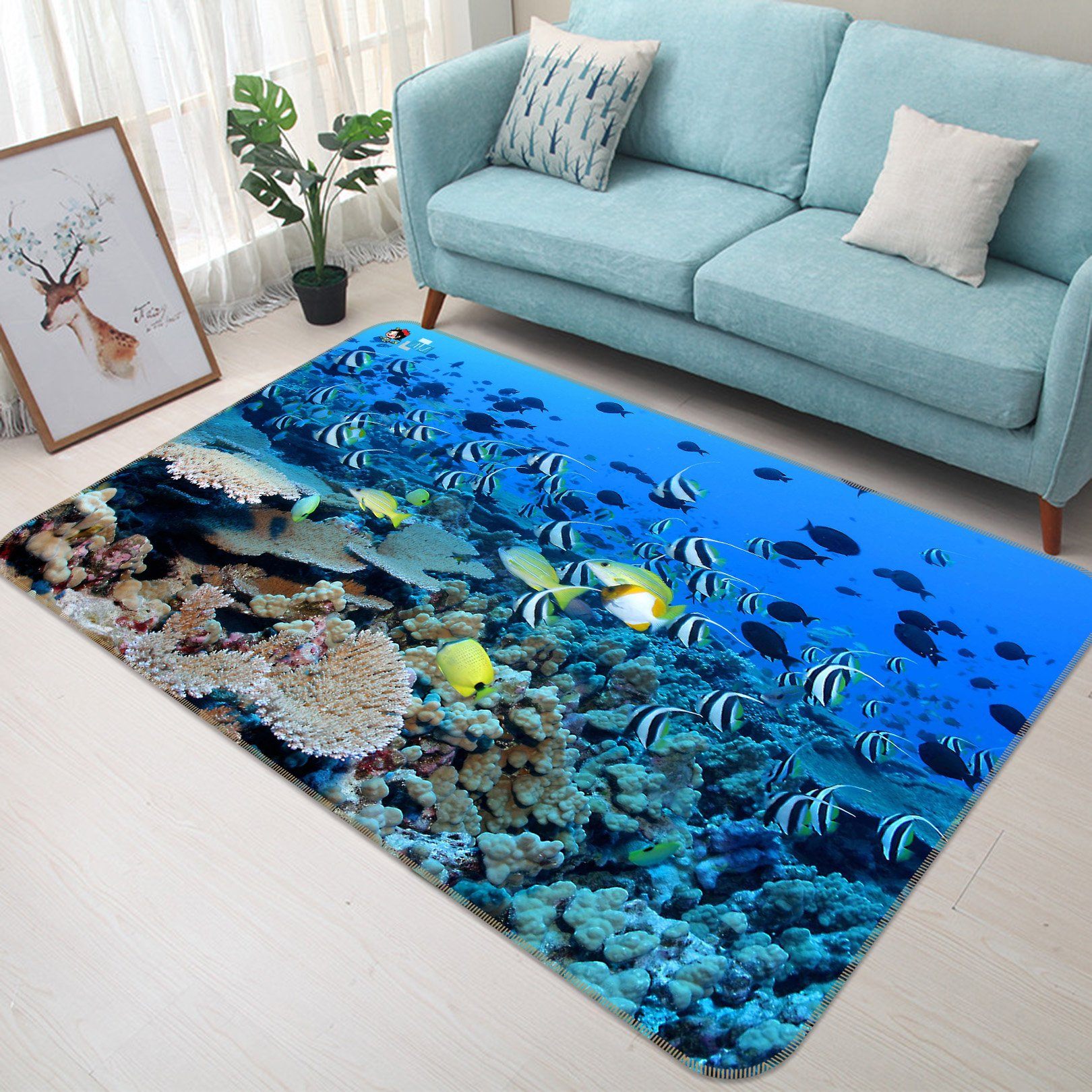 3D Fish School 551 Non Slip Rug Mat Mat AJ Creativity Home