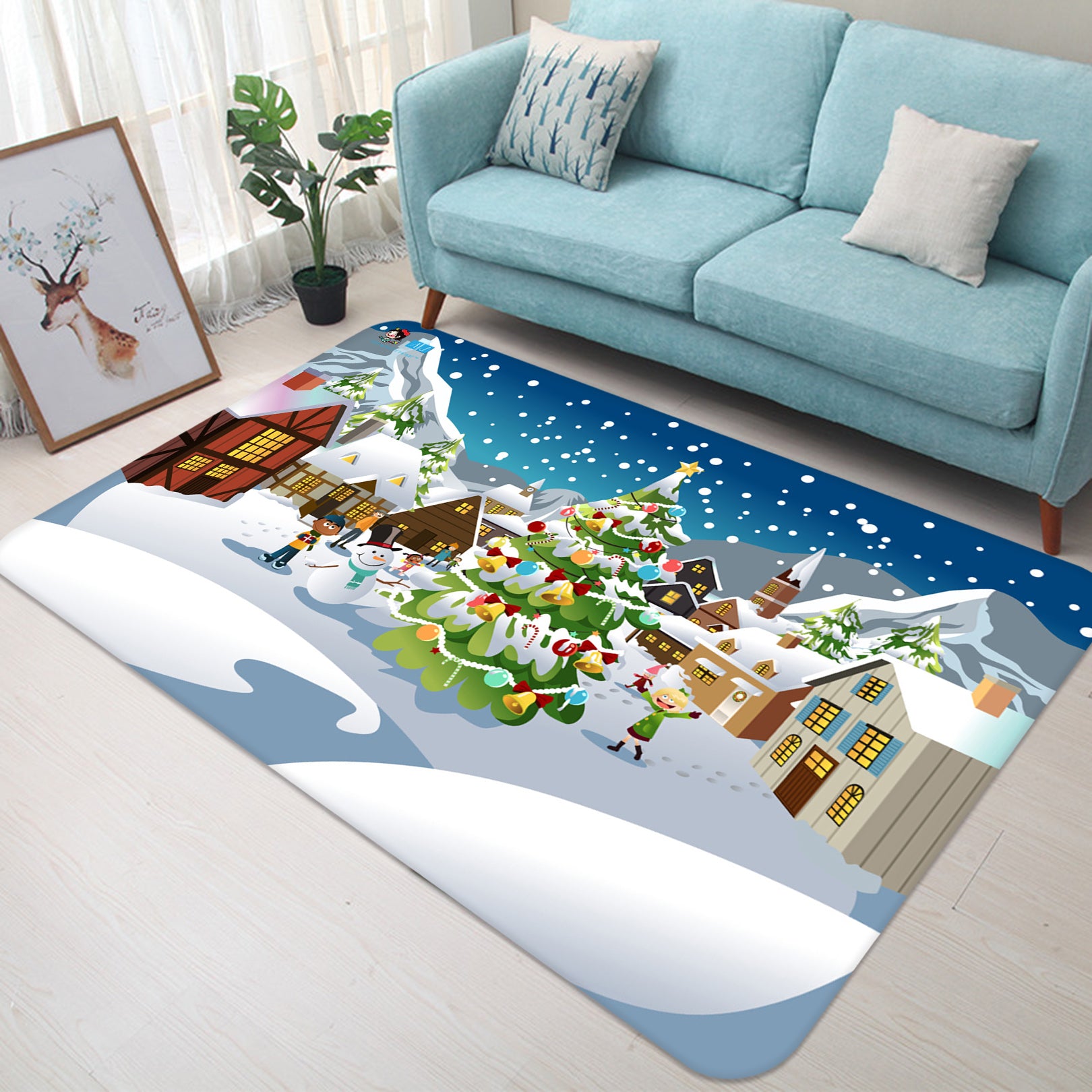 3D Snow House 65200 Christmas Non Slip Rug Mat Xmas