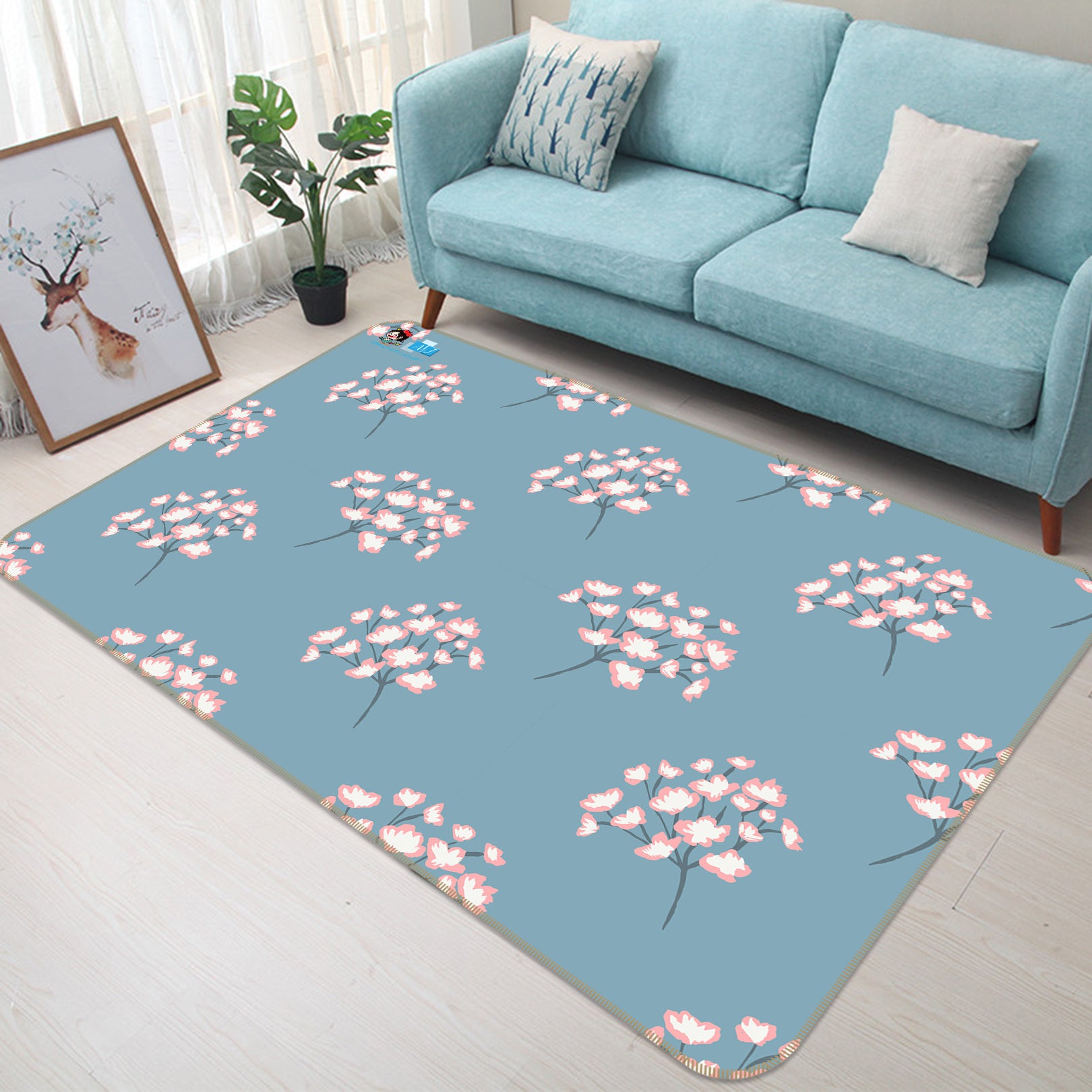 3D Pink Floral 10785 Kashmira Jayaprakash Rug Non Slip Rug Mat