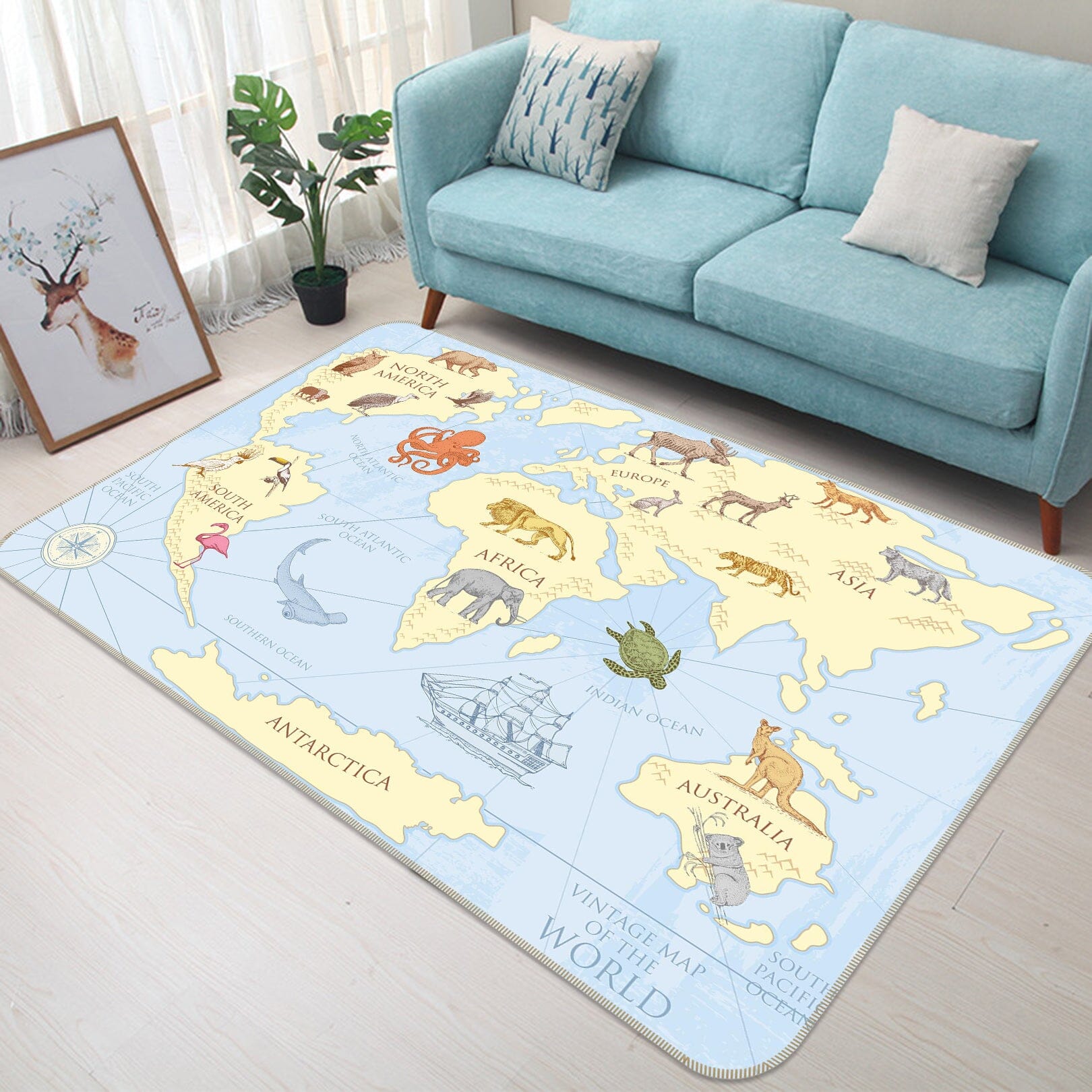 3D Yellow Land 292 World Map Non Slip Rug Mat Mat AJ Creativity Home
