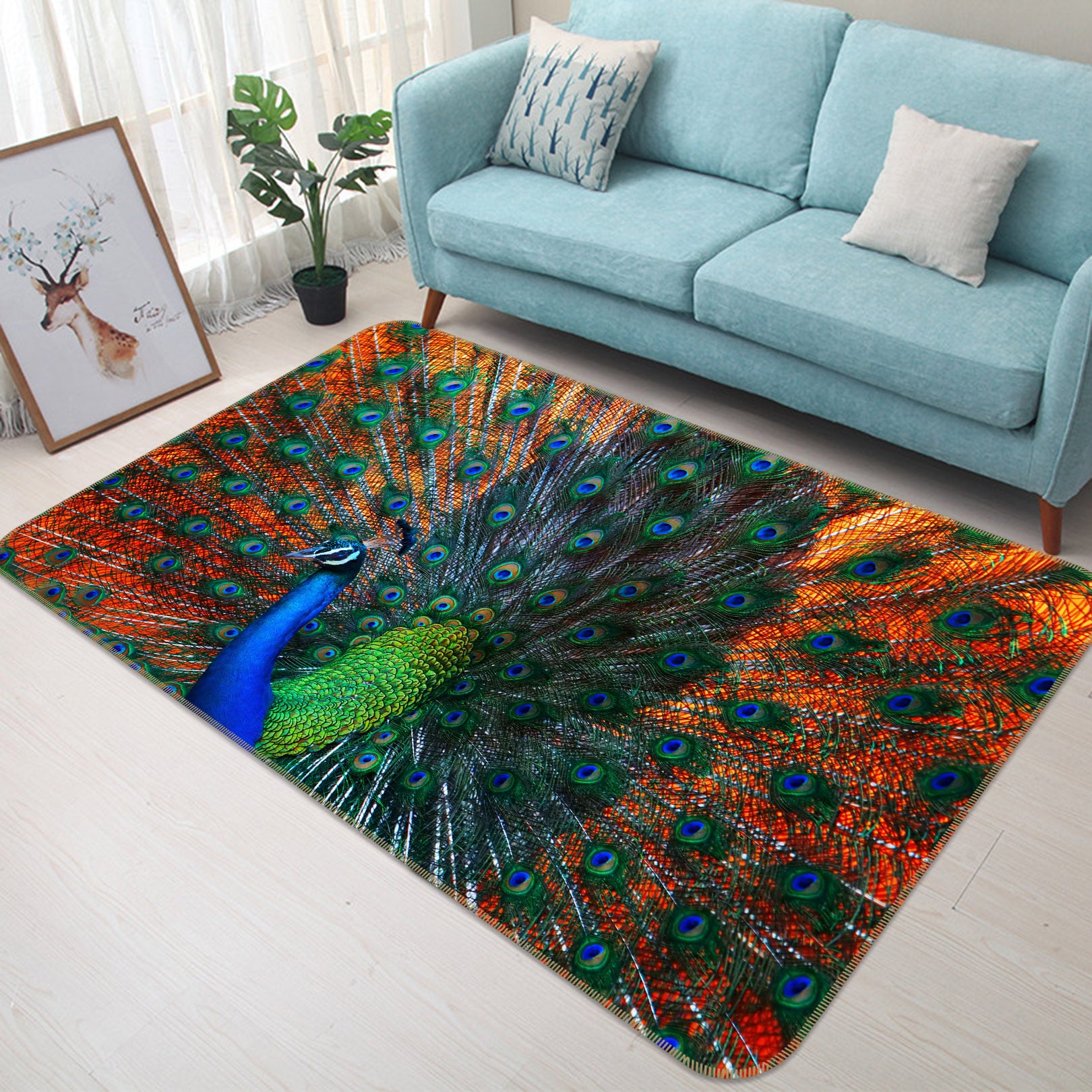 3D Peacock 69008 Animal Non Slip Rug Mat