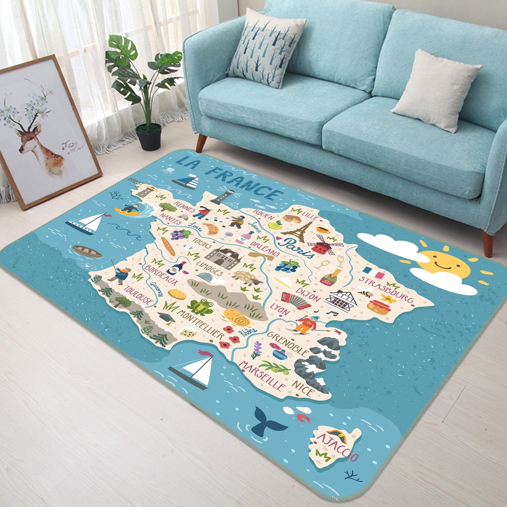 3D Five Star Pattern 267 World Map Non Slip Rug Mat Mat AJ Creativity Home