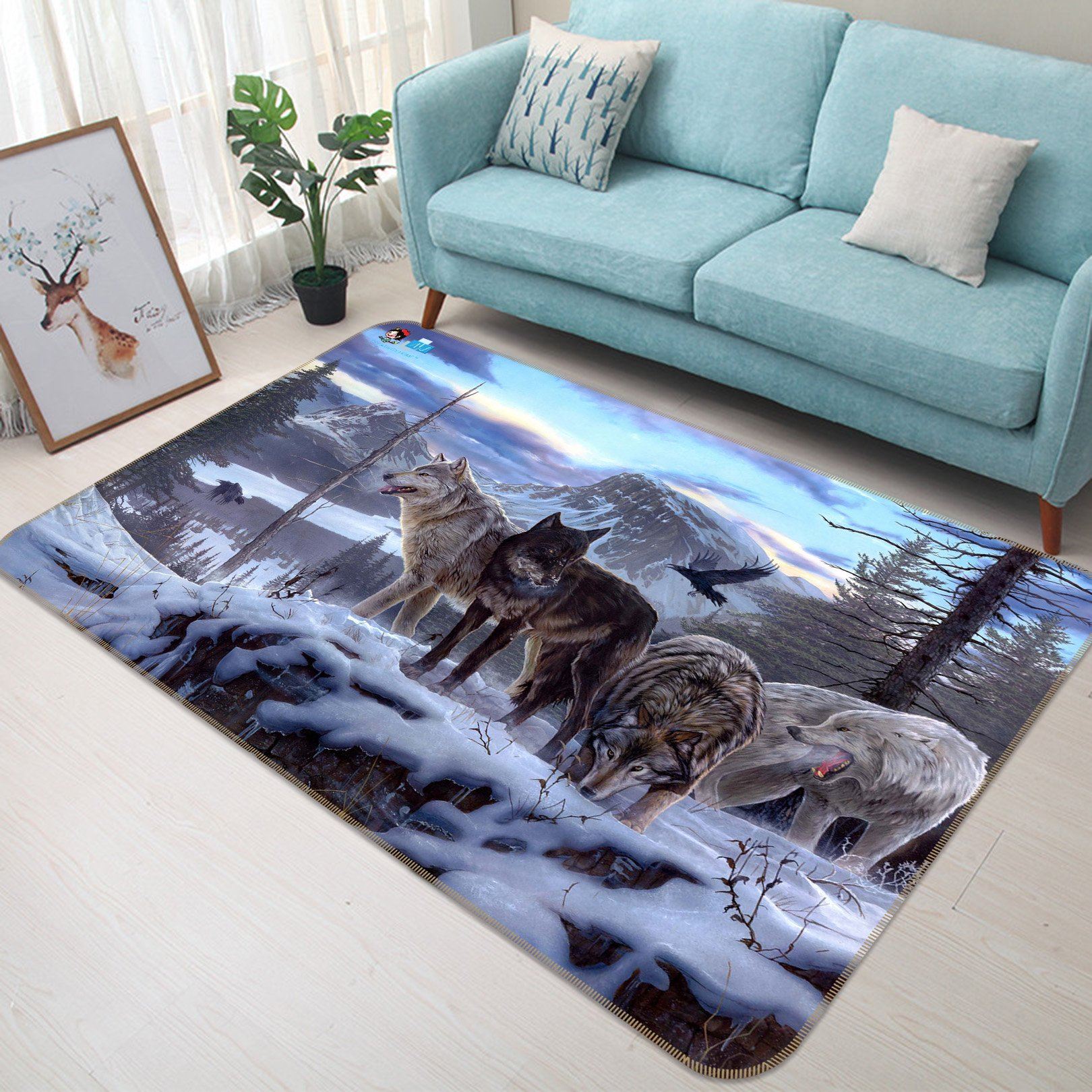 3D Snow Mountain Wolf 642 Non Slip Rug Mat Mat AJ Creativity Home