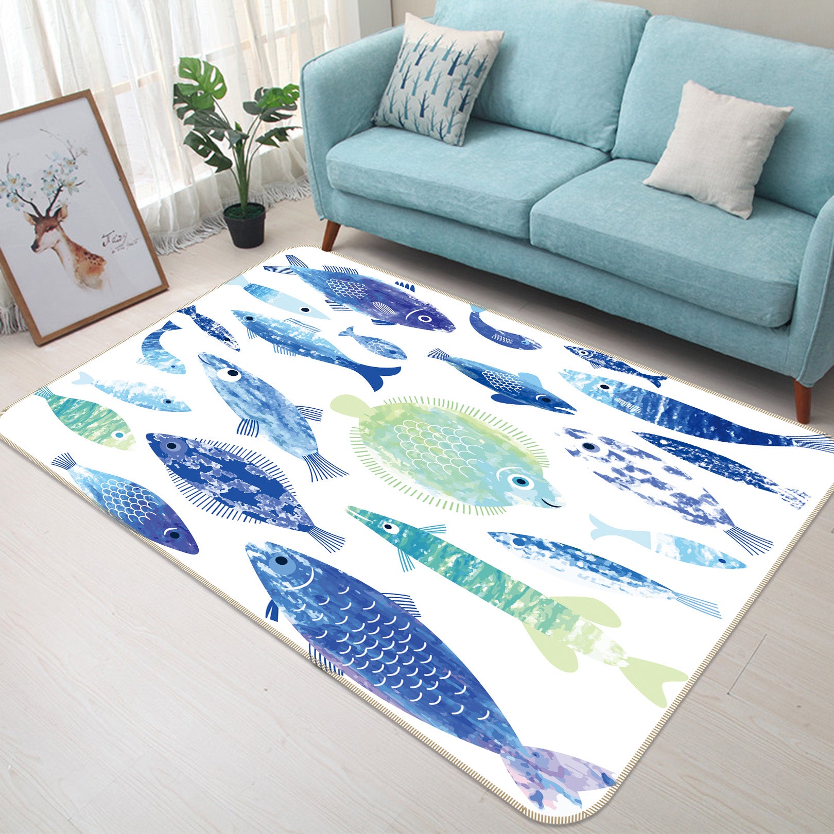 3D Fish Pattern 35059 Non Slip Rug Mat