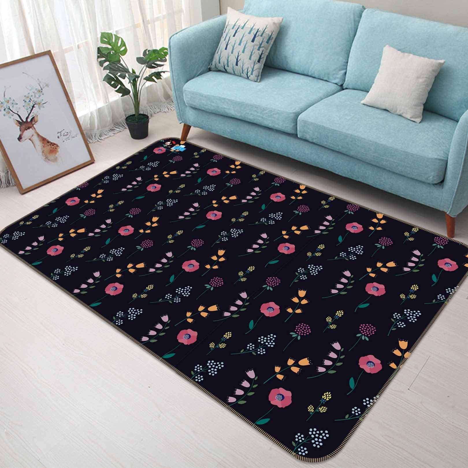 3D Red Flower 135 Non Slip Rug Mat Mat AJ Creativity Home