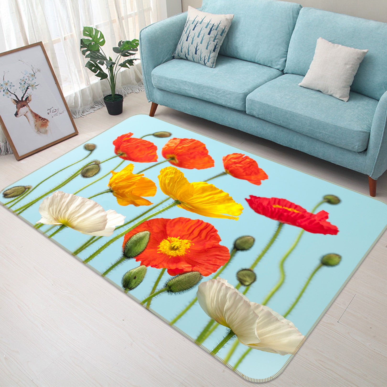 3D Flowers 83202 Assaf Frank Rug Non Slip Rug Mat