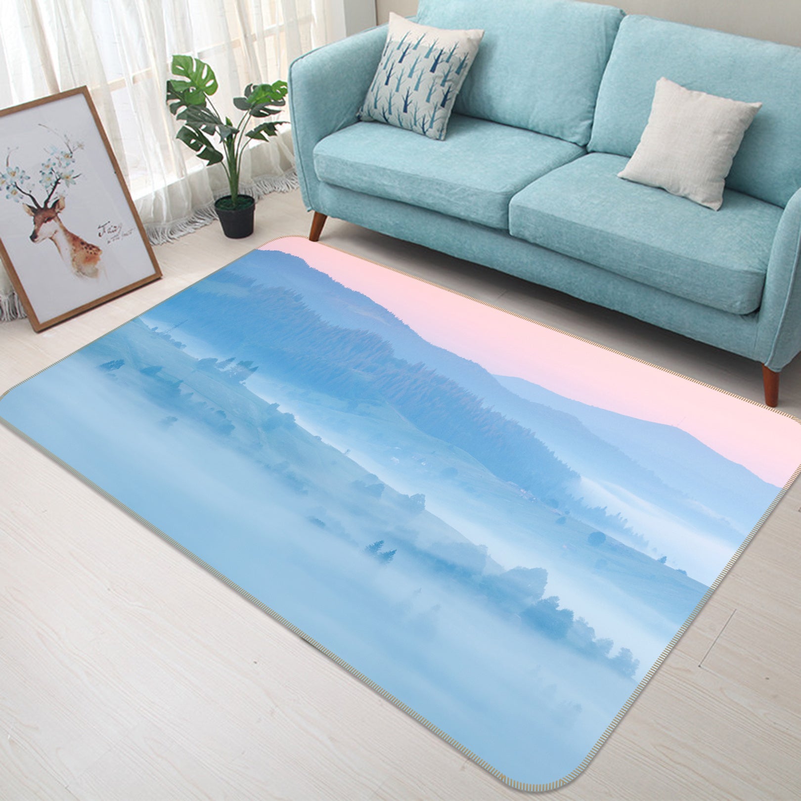 3D Mountains 34196 Non Slip Rug Mat