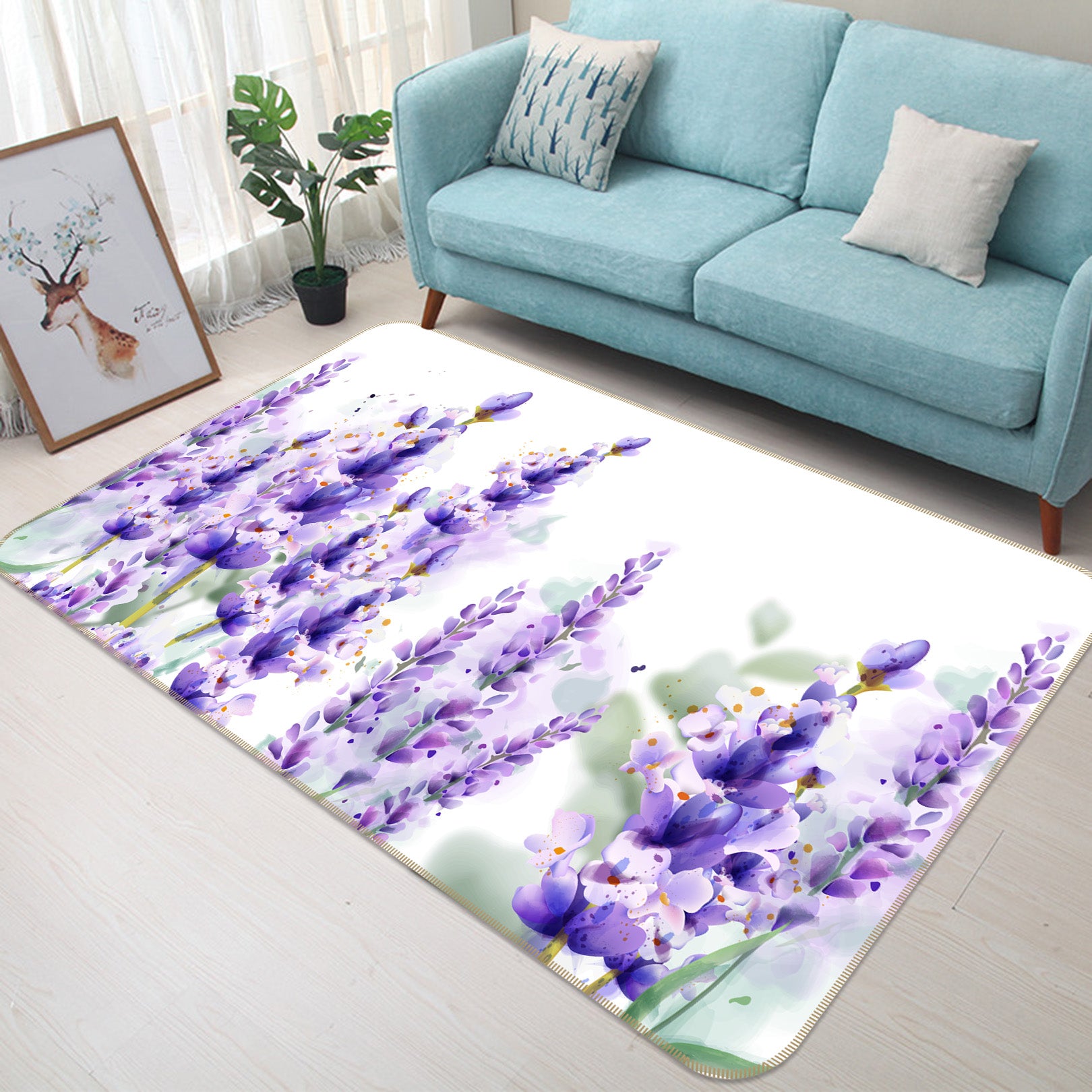 3D Purple Flower 30189 Non Slip Rug Mat