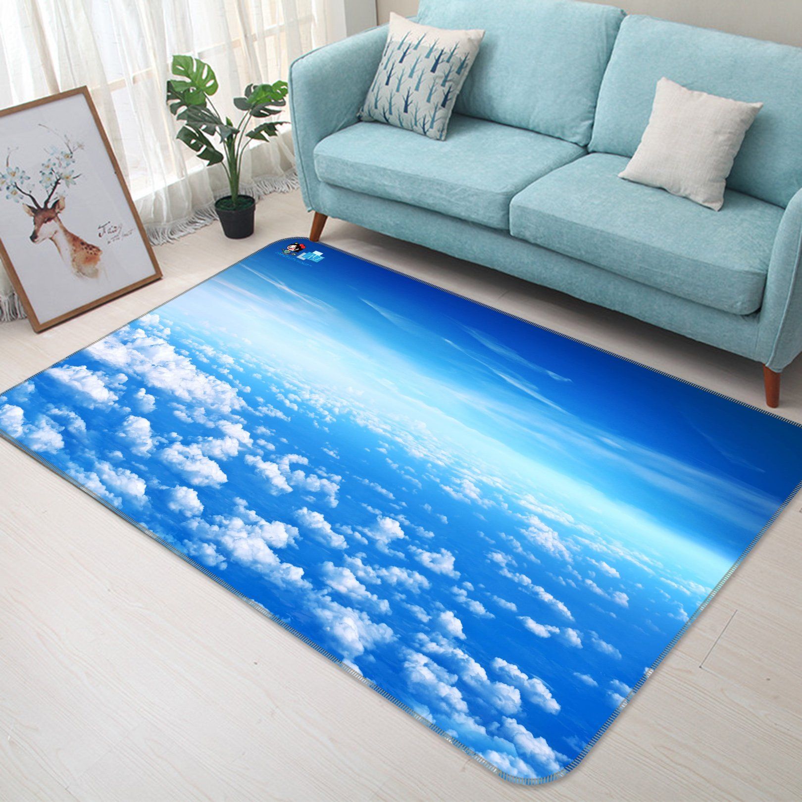 3D Blue Sky Floating Clouds 156 Non Slip Rug Mat Mat AJ Creativity Home
