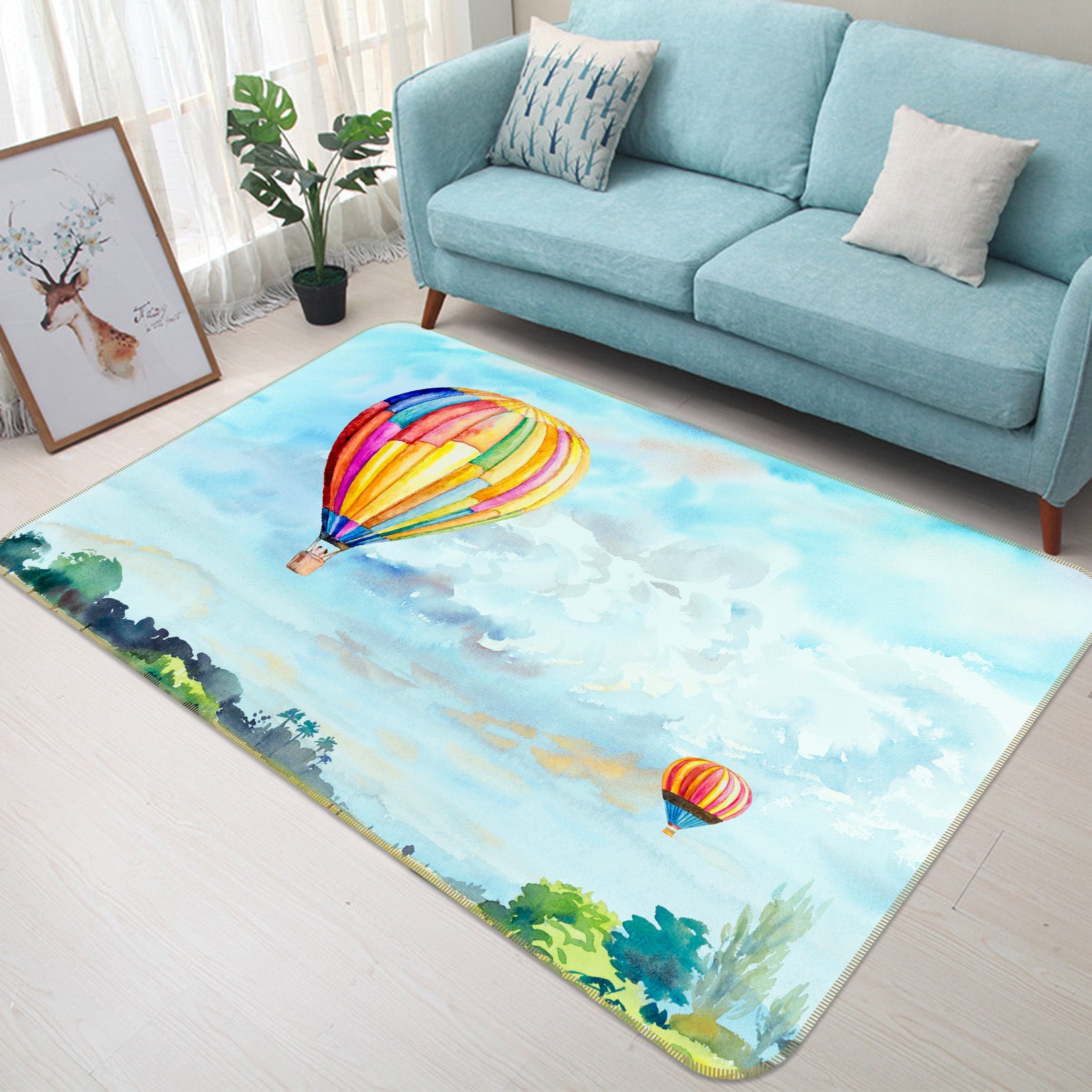 3D Hot Air Balloon 30160 Non Slip Rug Mat