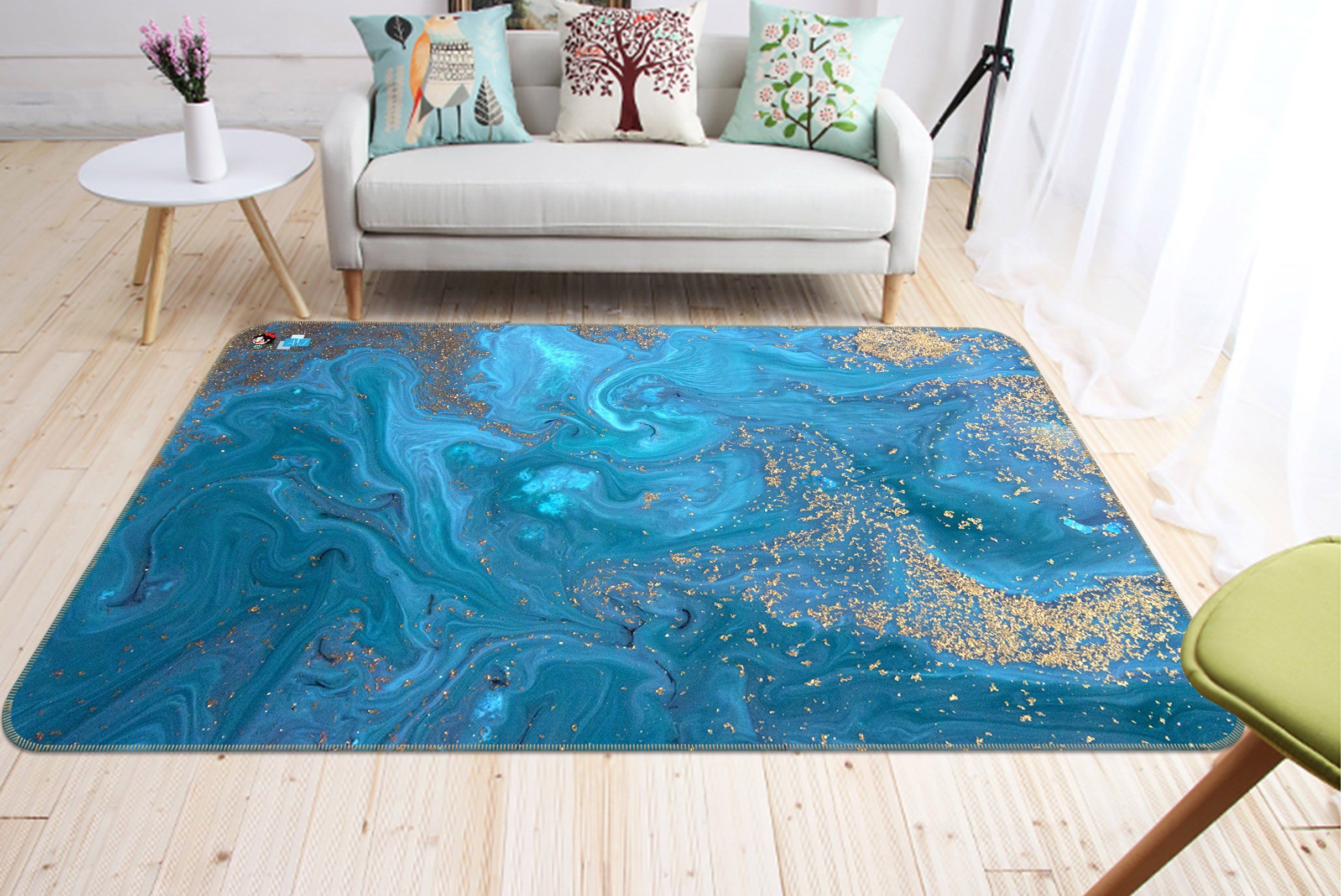 3D Blue Water Sand Flow 20 Non Slip Rug Mat Mat AJ Creativity Home