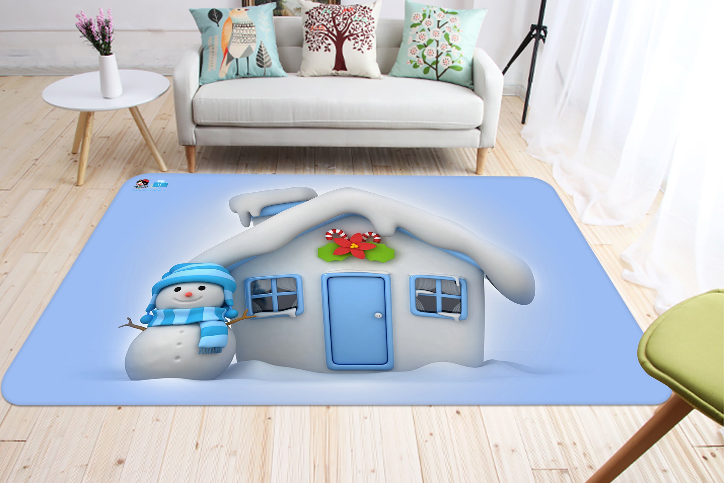 3D Snowman House 65195 Christmas Non Slip Rug Mat Xmas