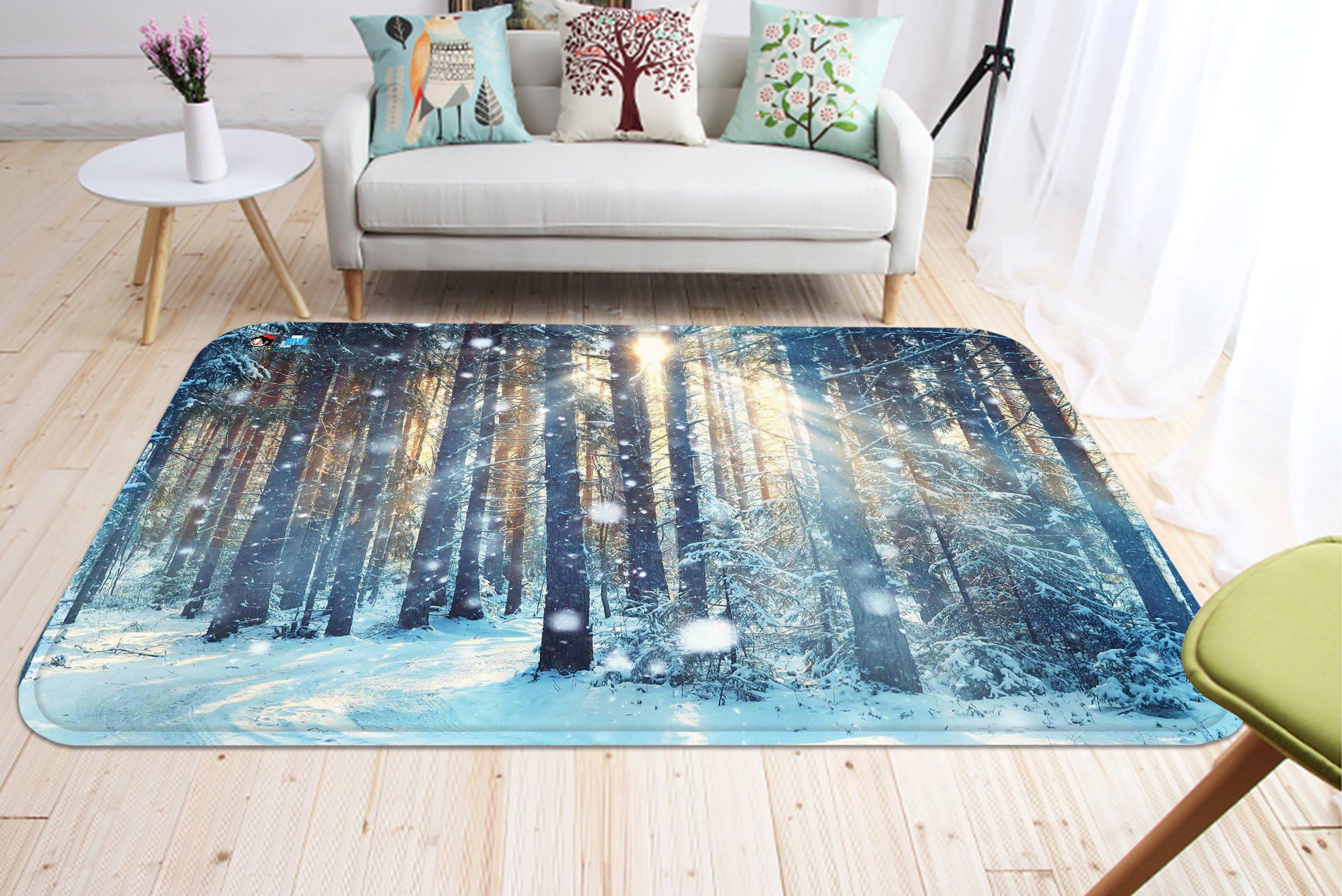 3D Forest Snowing Scenery 99 Non Slip Rug Mat Mat AJ Creativity Home
