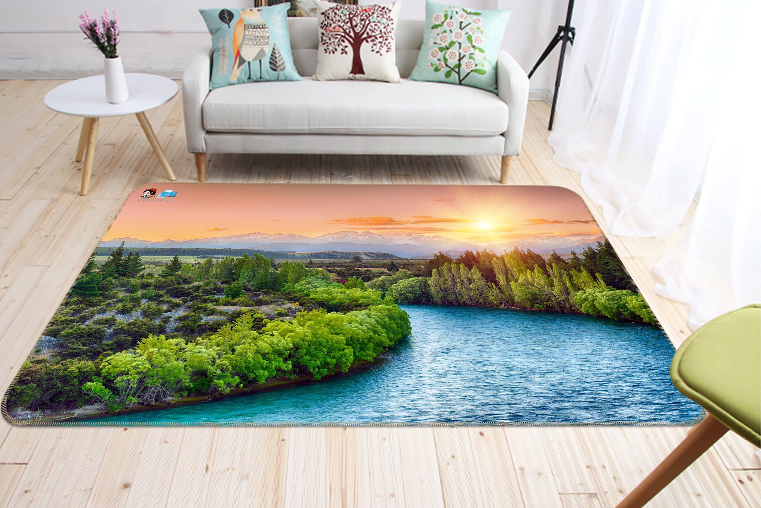3D Sunset Lake Grass 418 Non Slip Rug Mat Mat AJ Creativity Home