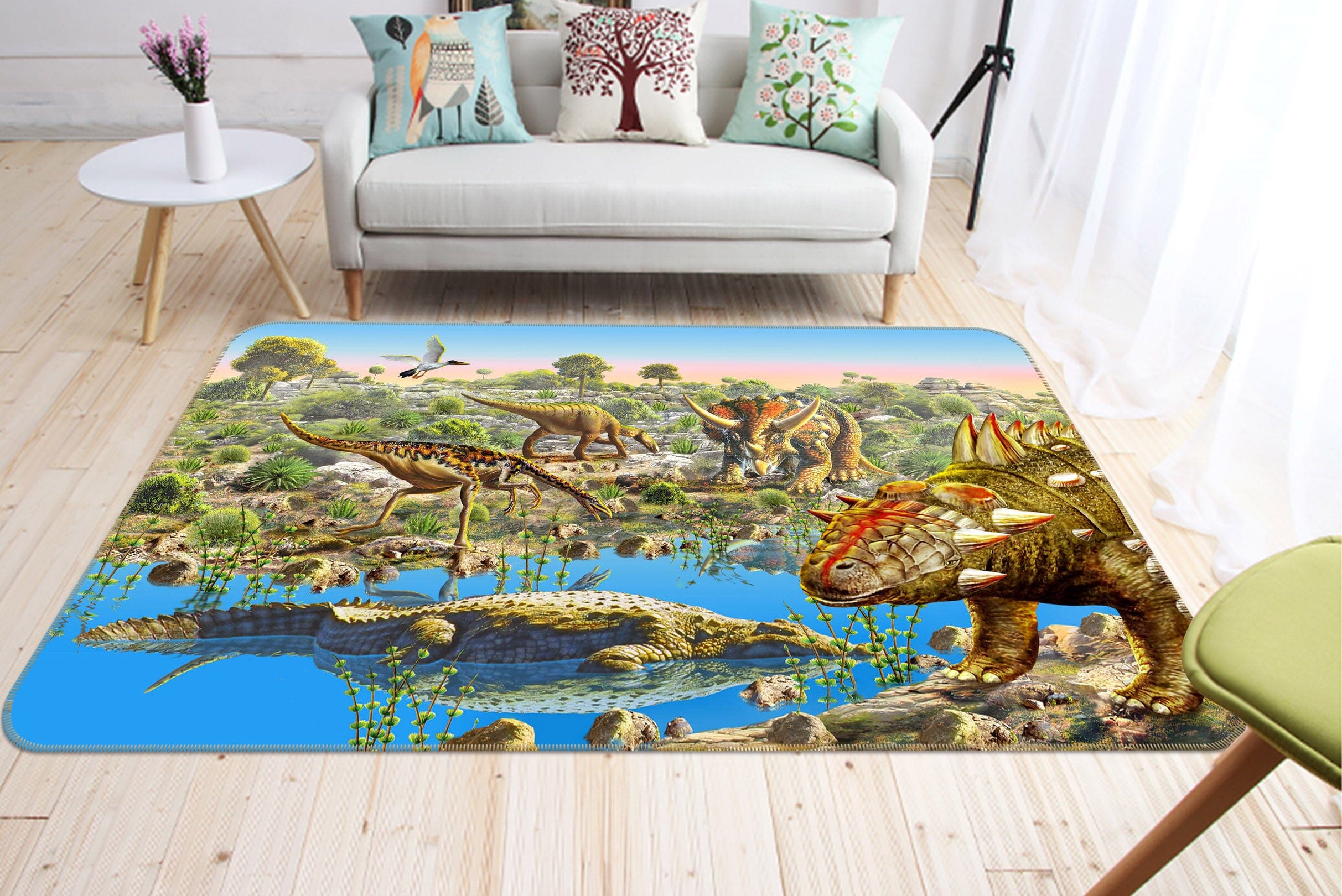 3D Dinosaur Kingdom 1052 Adrian Chesterman Rug Non Slip Rug Mat Mat AJ Creativity Home