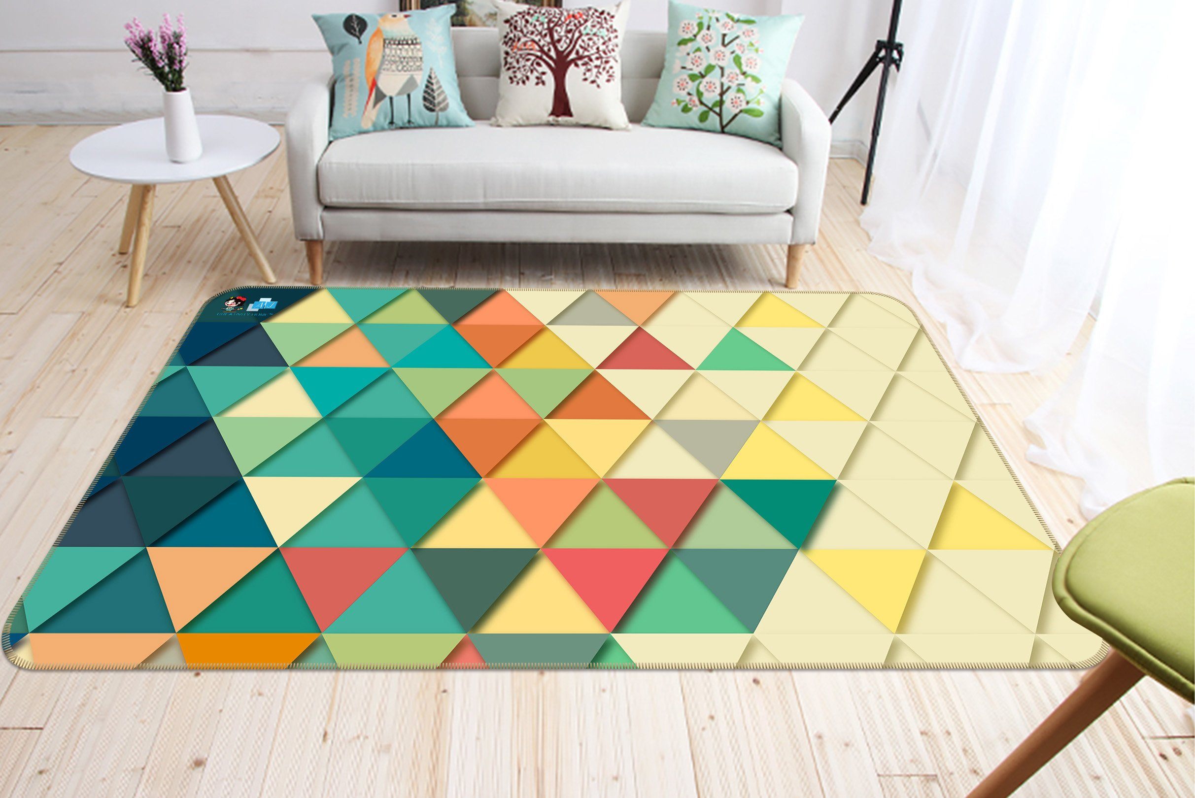 3D Gradient Triangle 225 Non Slip Rug Mat Mat AJ Creativity Home