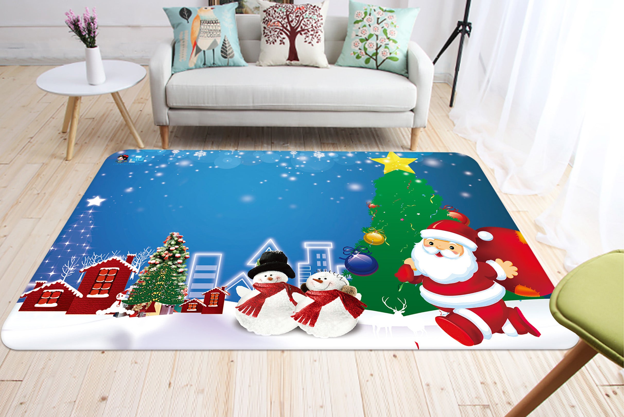 3D Snowman Santa 65173 Christmas Non Slip Rug Mat Xmas