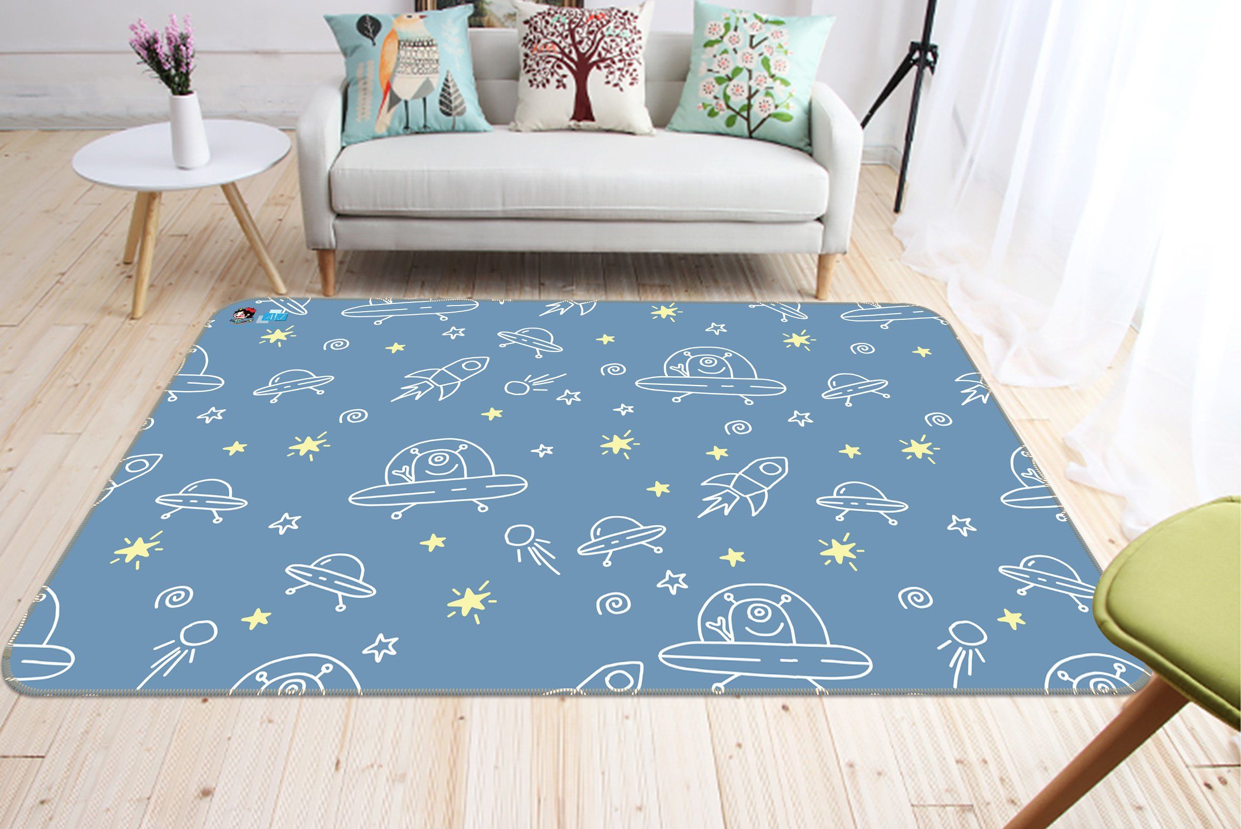 3D Blue Bottom Flower 104 Non Slip Rug Mat Mat AJ Creativity Home