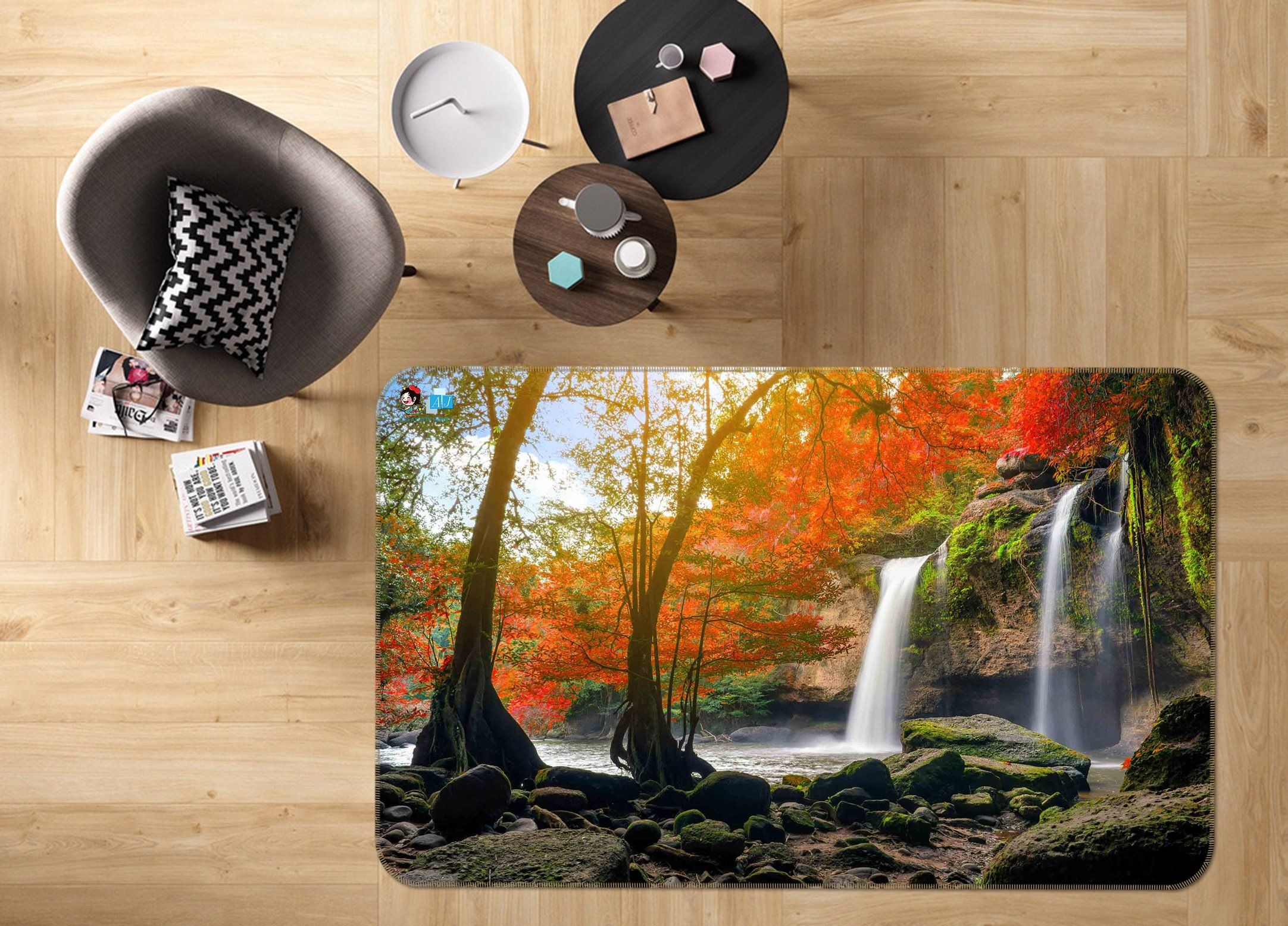 3D Hidden Waterfall 216 Non Slip Rug Mat Mat AJ Creativity Home
