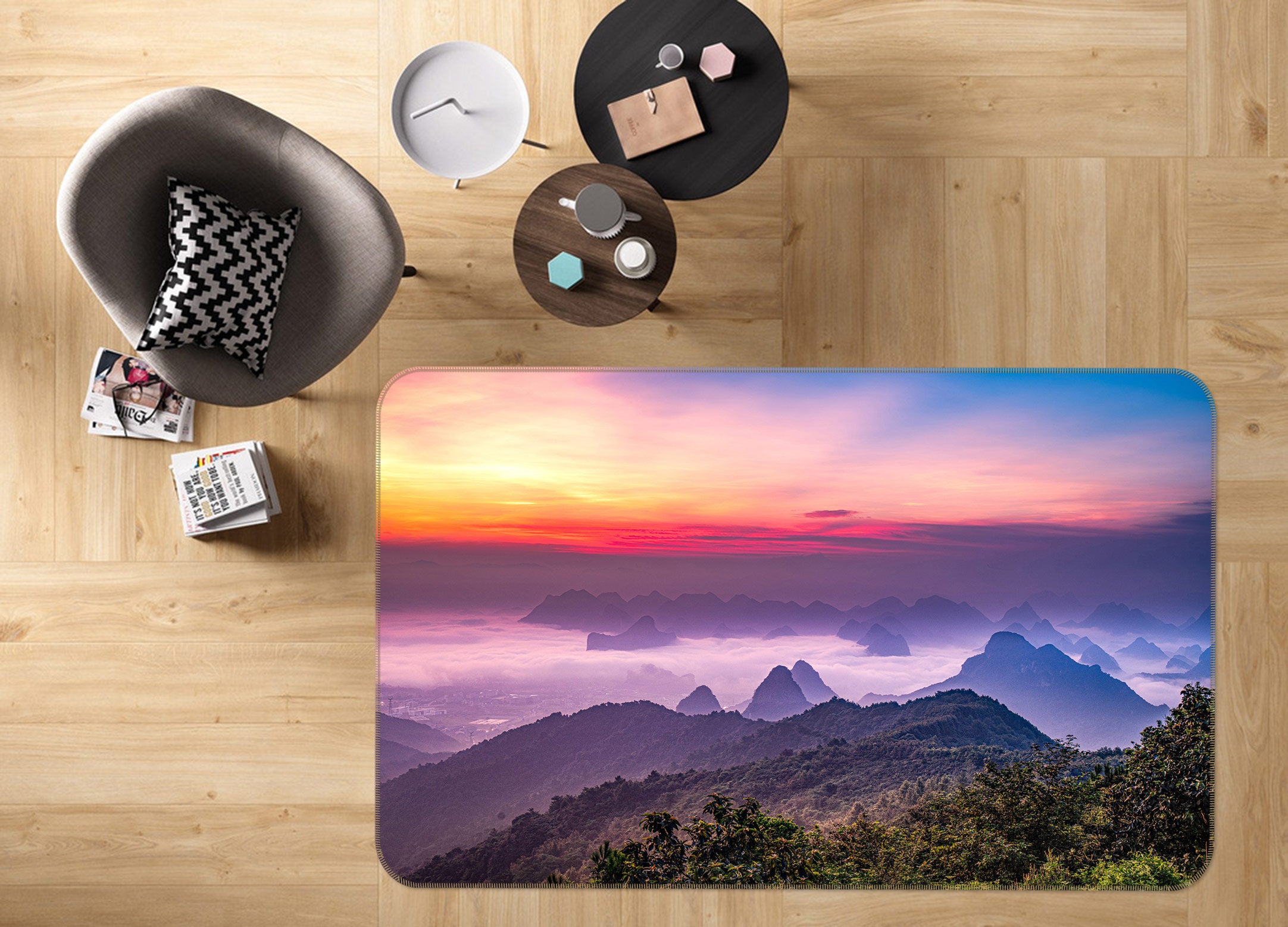 3D Mountains 76275 Non Slip Rug Mat