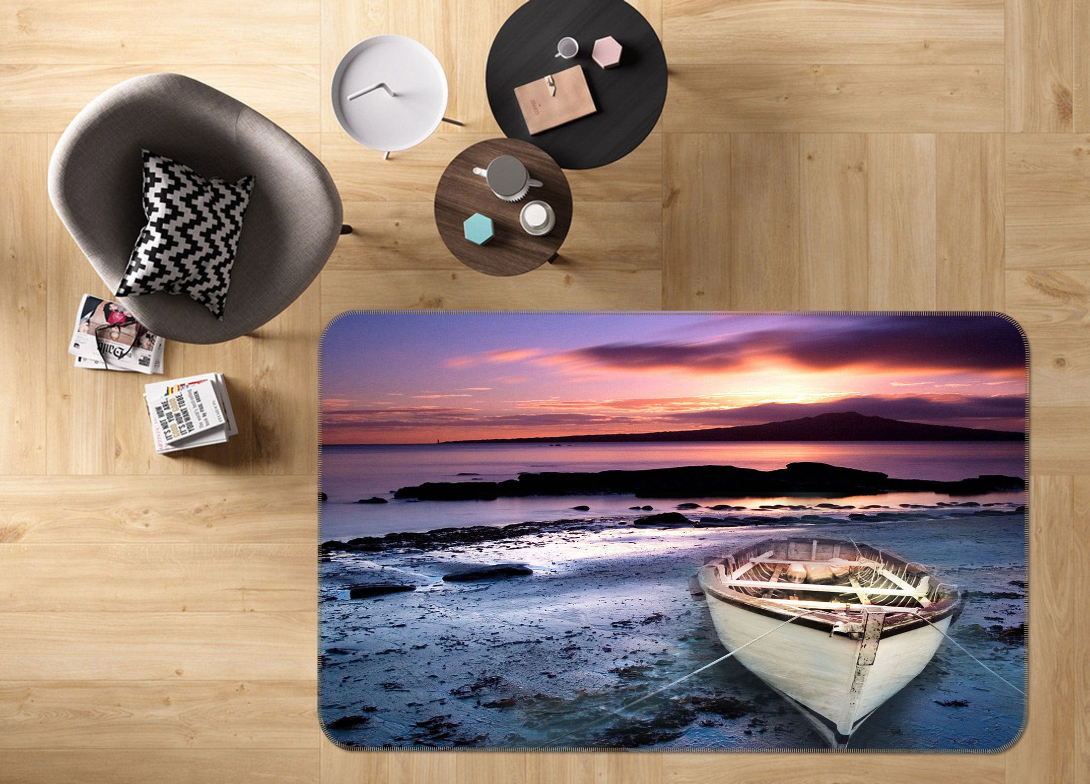 3D Seaside Ferry 32020 Non Slip Rug Mat