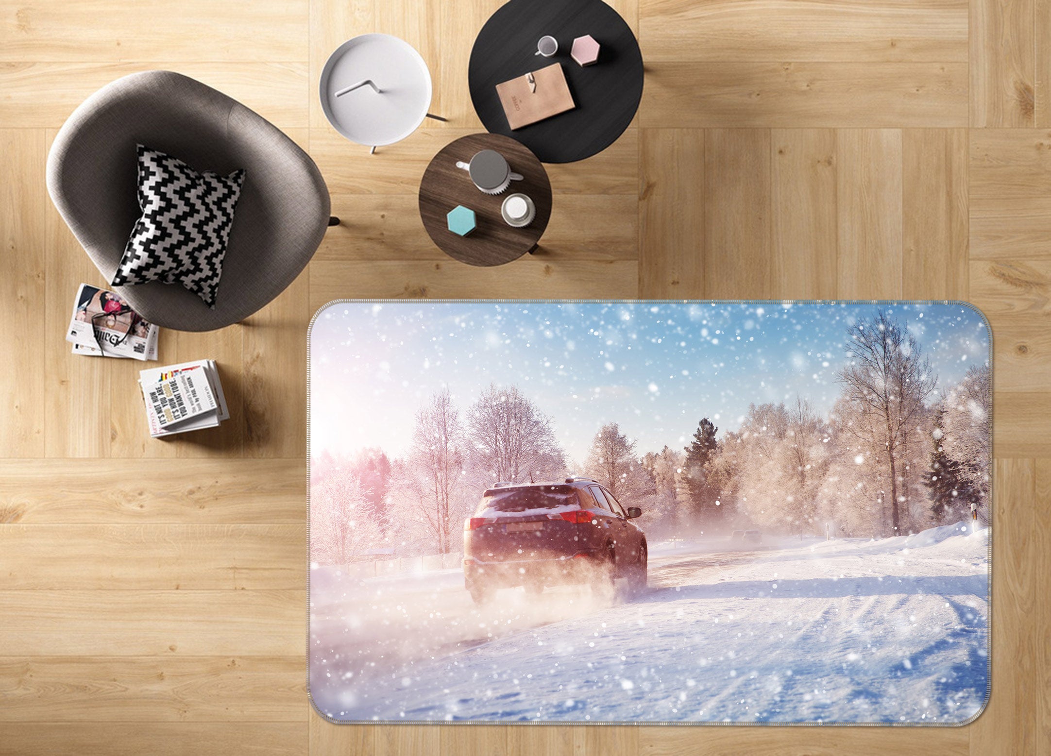 3D Snowfield Car 68024 Vehicle Non Slip Rug Mat