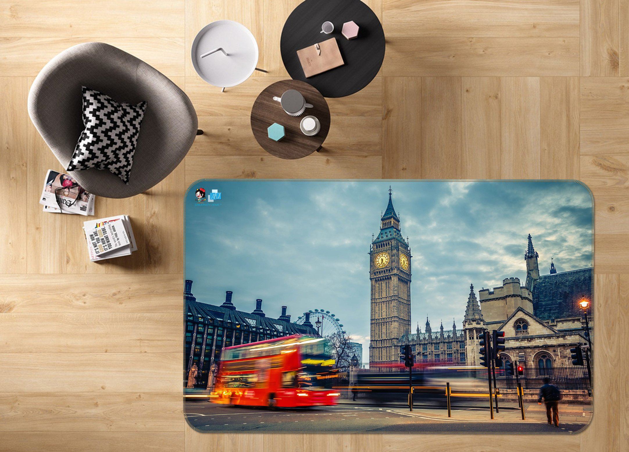 3D Clock Tower Street 067 Non Slip Rug Mat Mat AJ Creativity Home