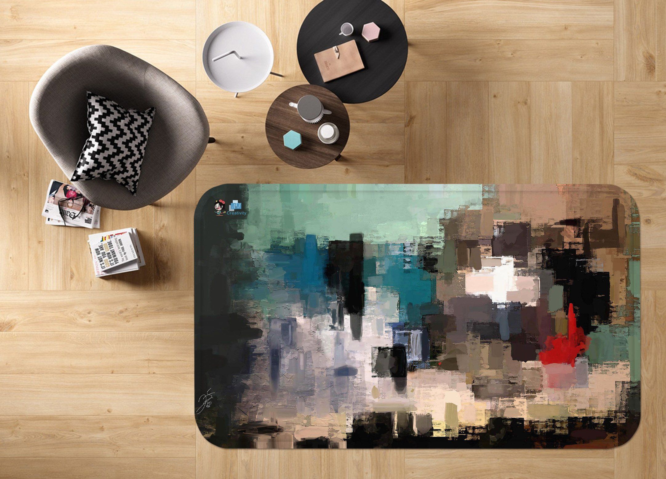 3D Abstract Oil Painting 70 Non Slip Rug Mat Mat AJ Creativity Home