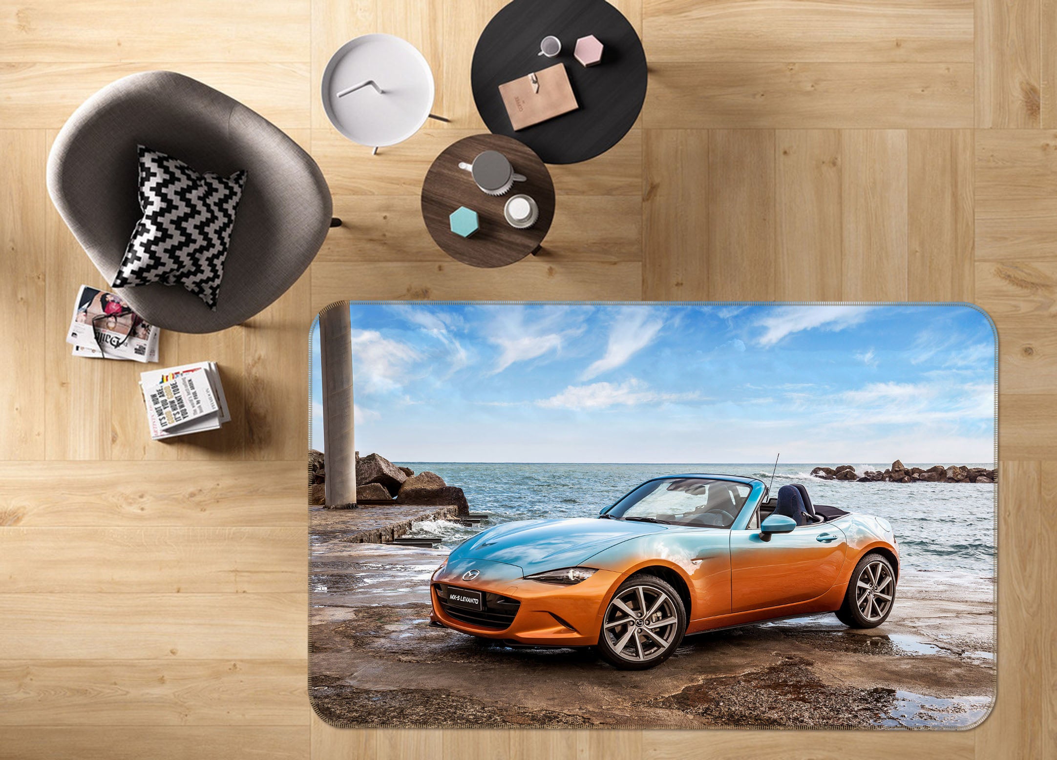 3D Seaside Car 42056 Vehicle Non Slip Rug Mat